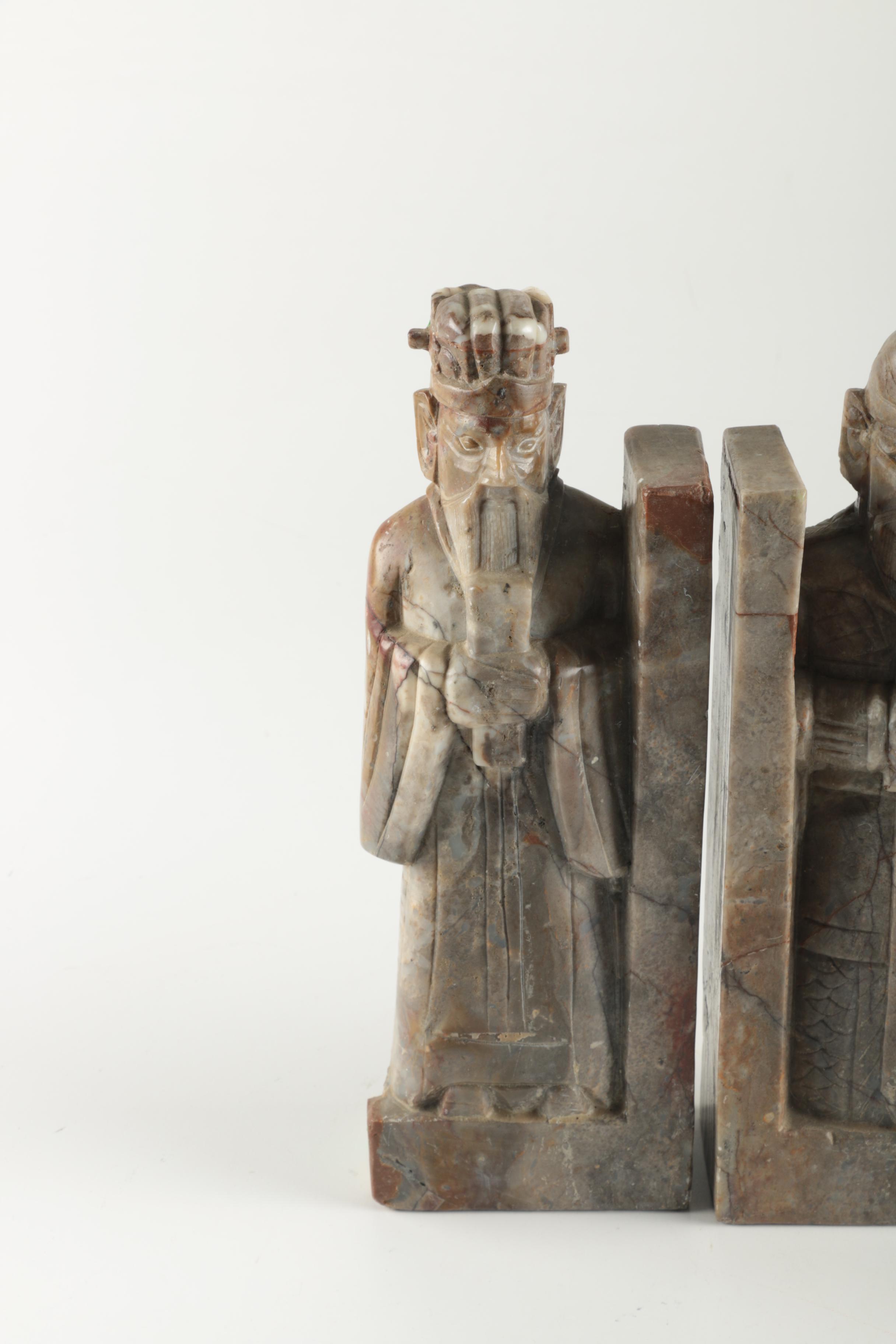 Soapstone Chinese Inspired Statue Bookends