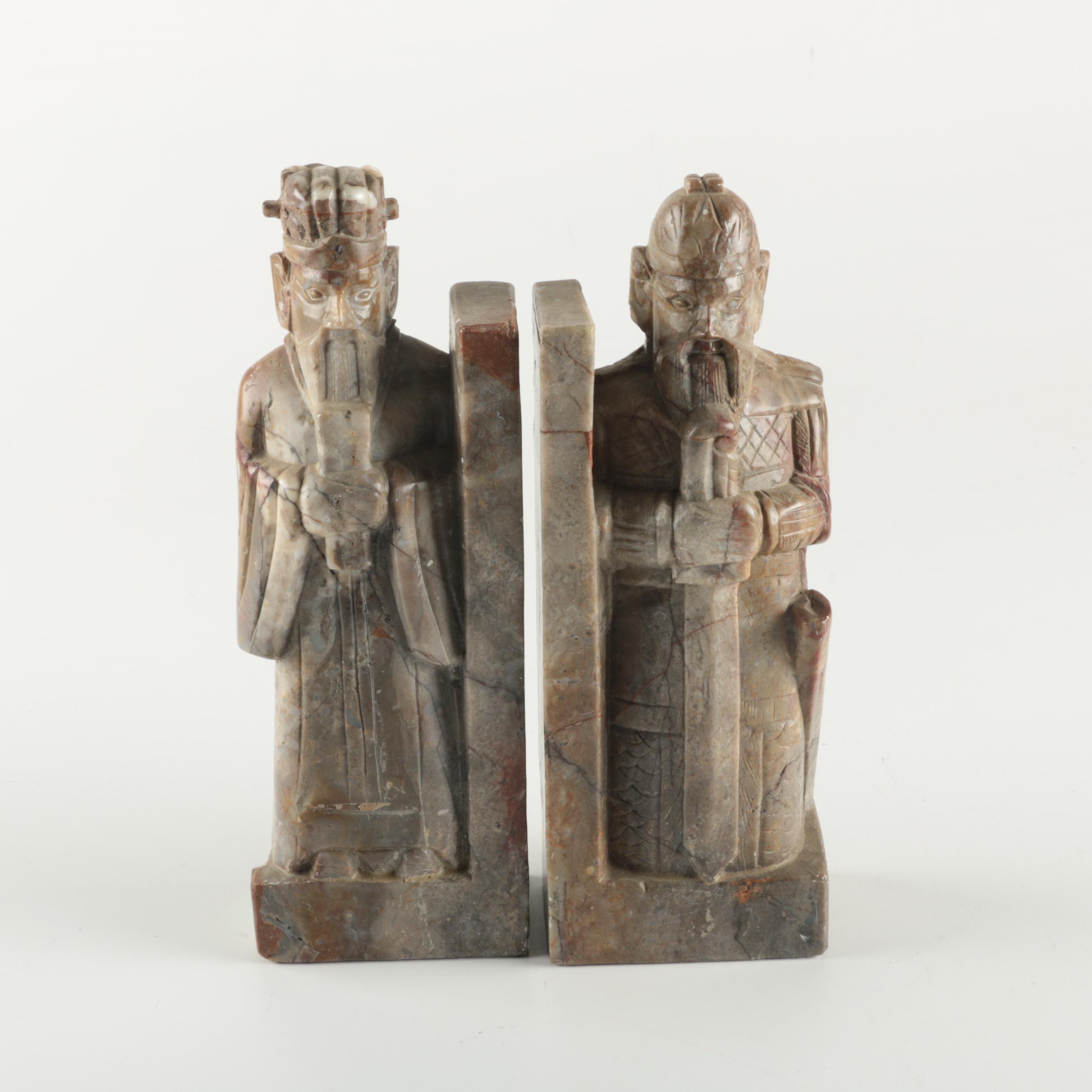Soapstone Chinese Inspired Statue Bookends