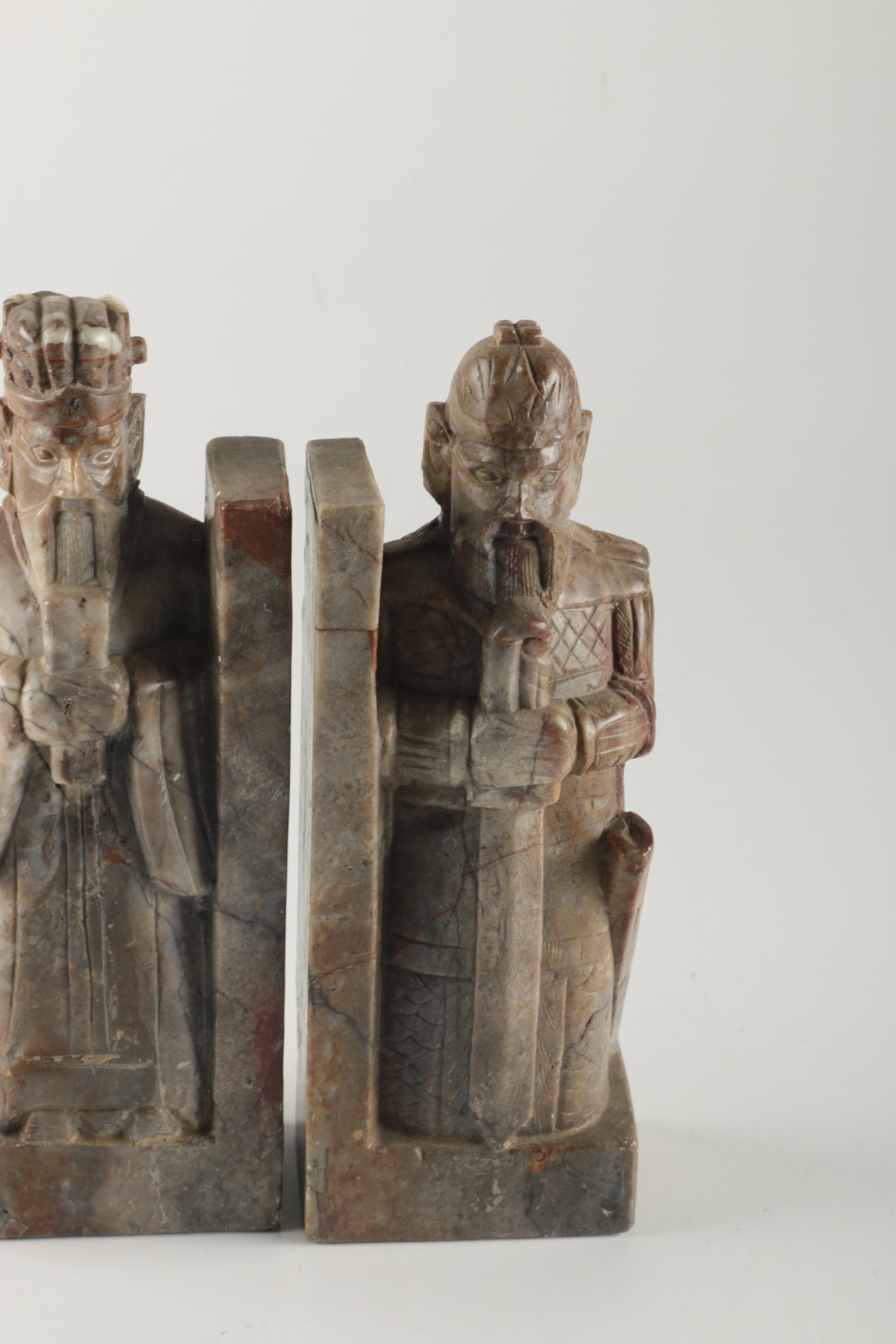 Soapstone Chinese Inspired Statue Bookends