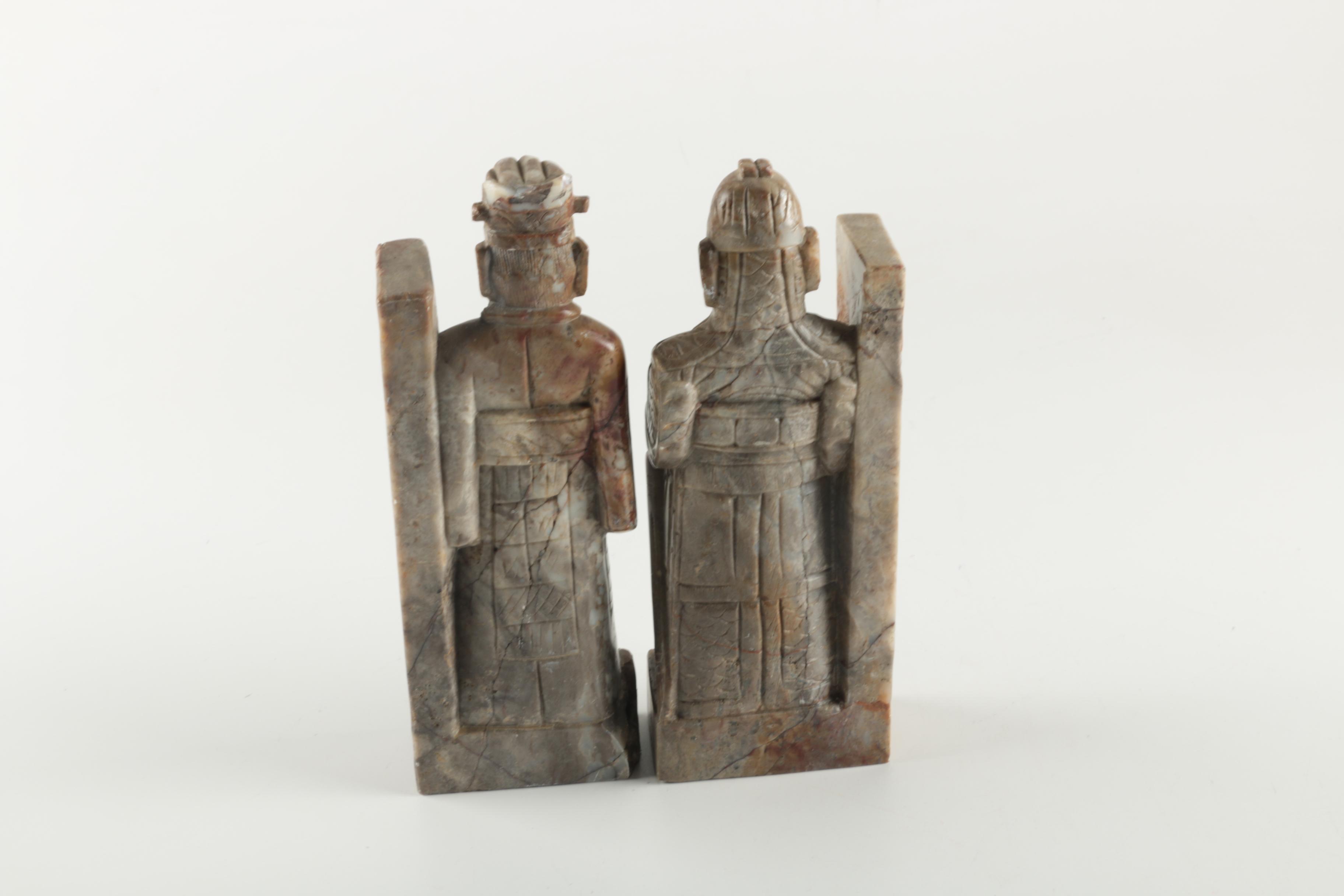 Soapstone Chinese Inspired Statue Bookends