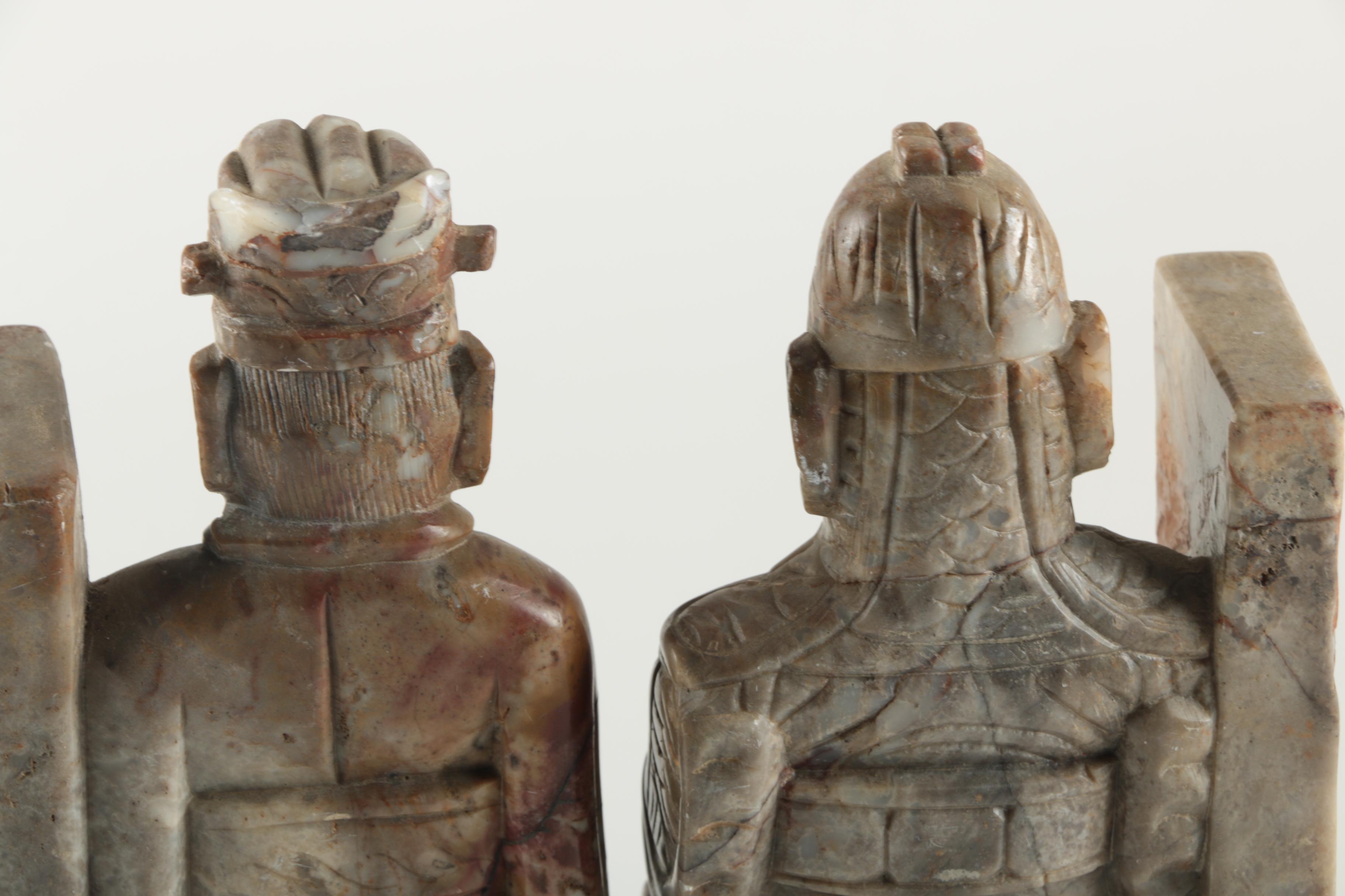 Soapstone Chinese Inspired Statue Bookends