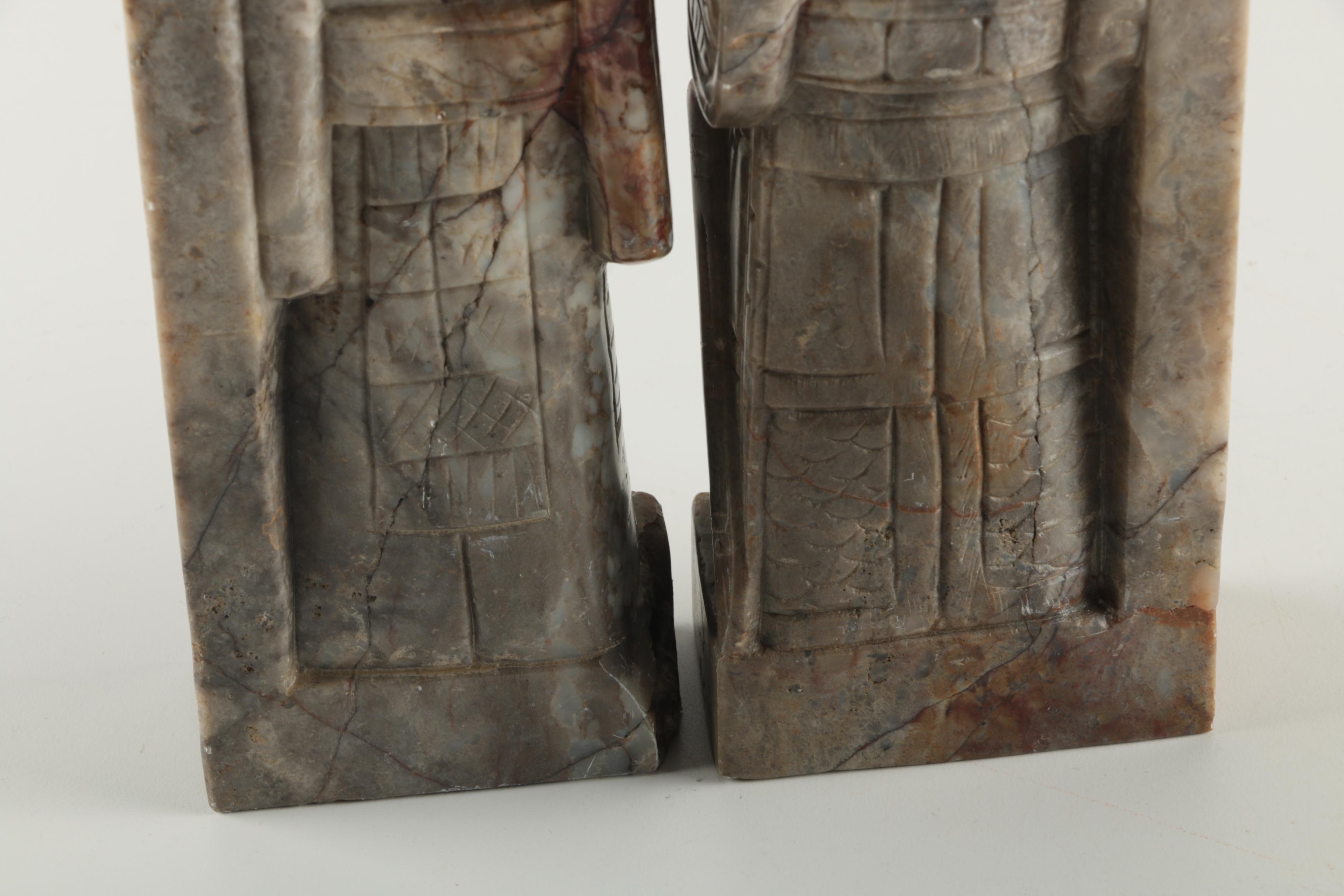 Soapstone Chinese Inspired Statue Bookends