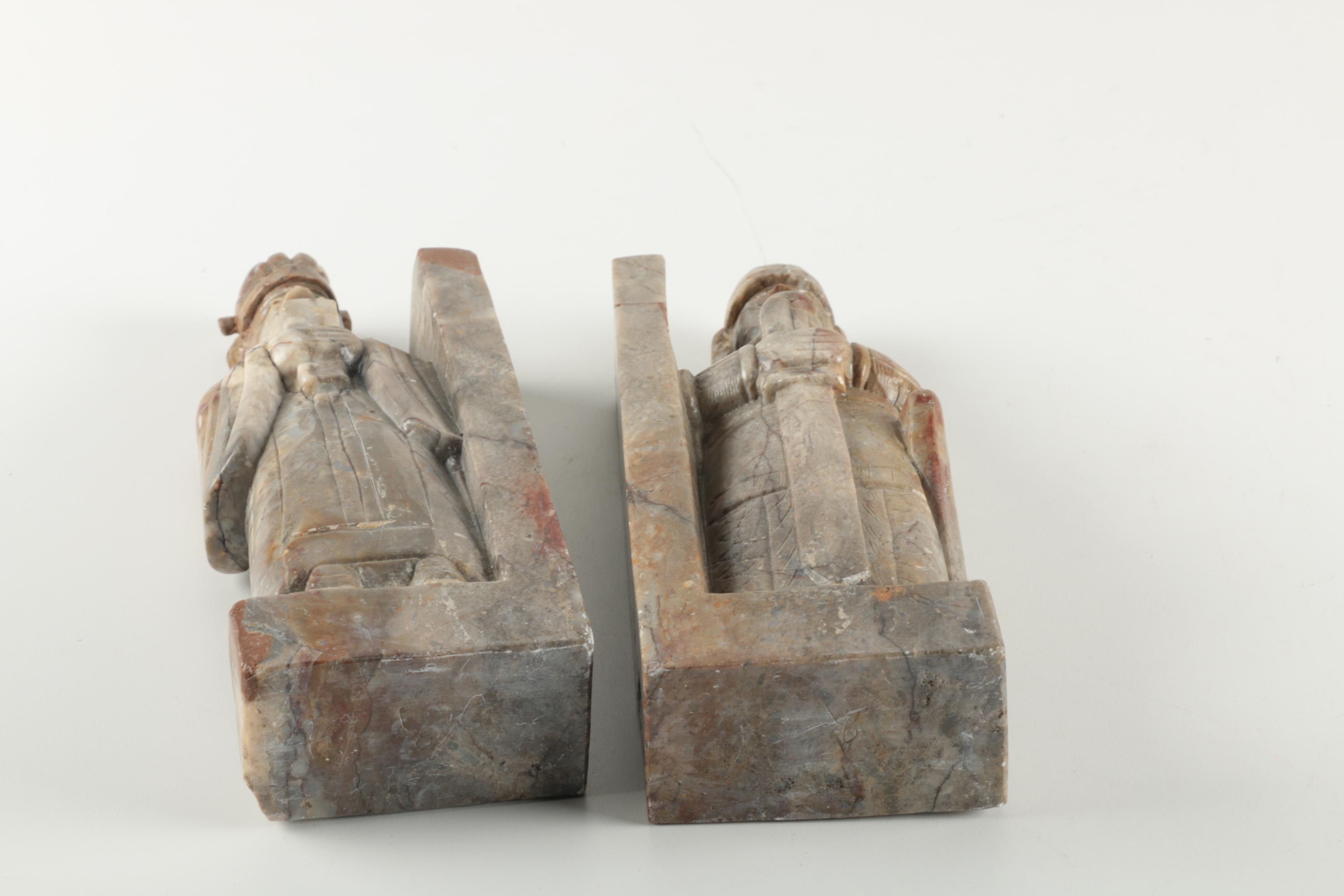 Soapstone Chinese Inspired Statue Bookends