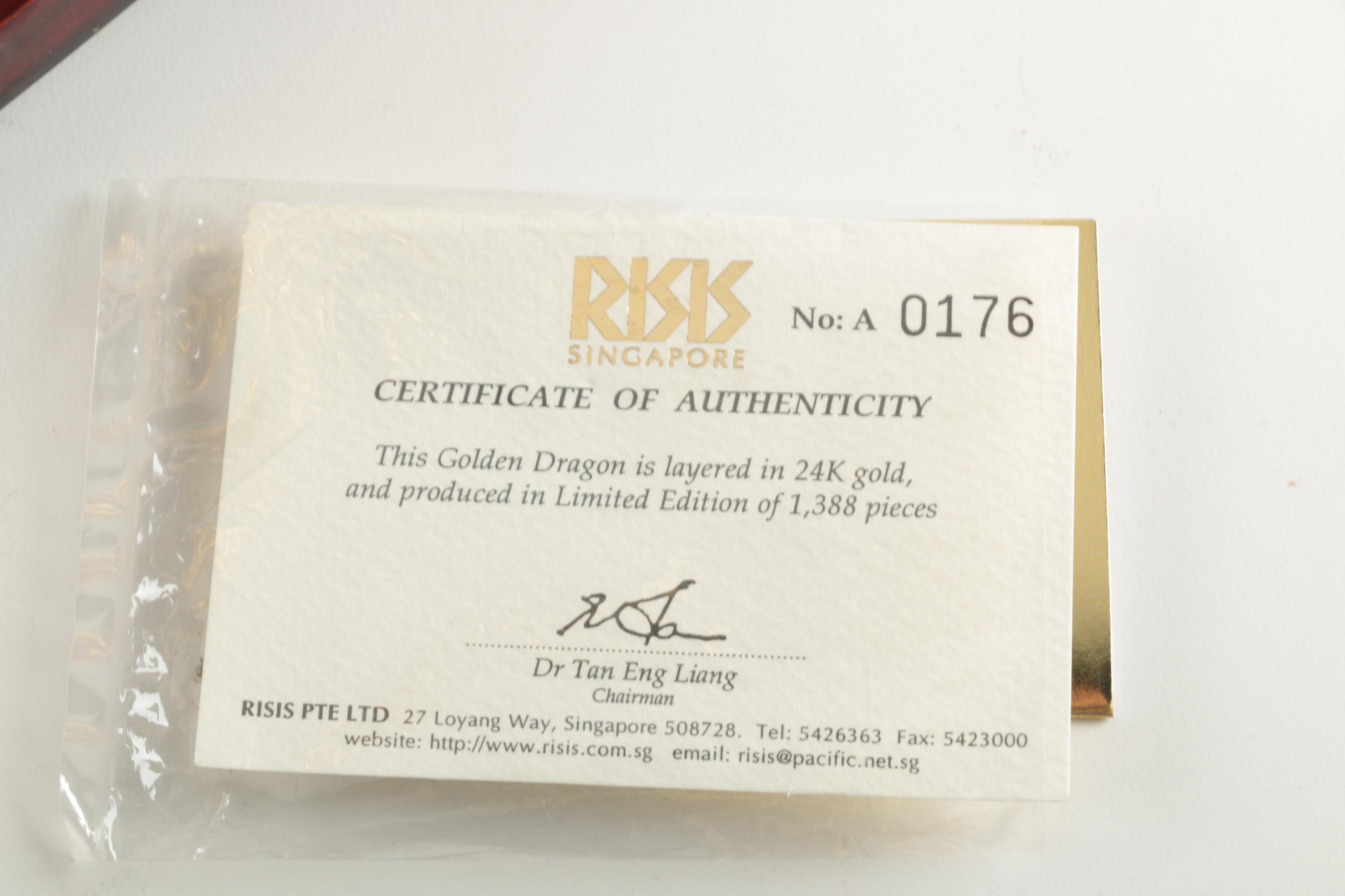 Risis 24K-Finished Limited-Edition "Golden Dragon" Statuette