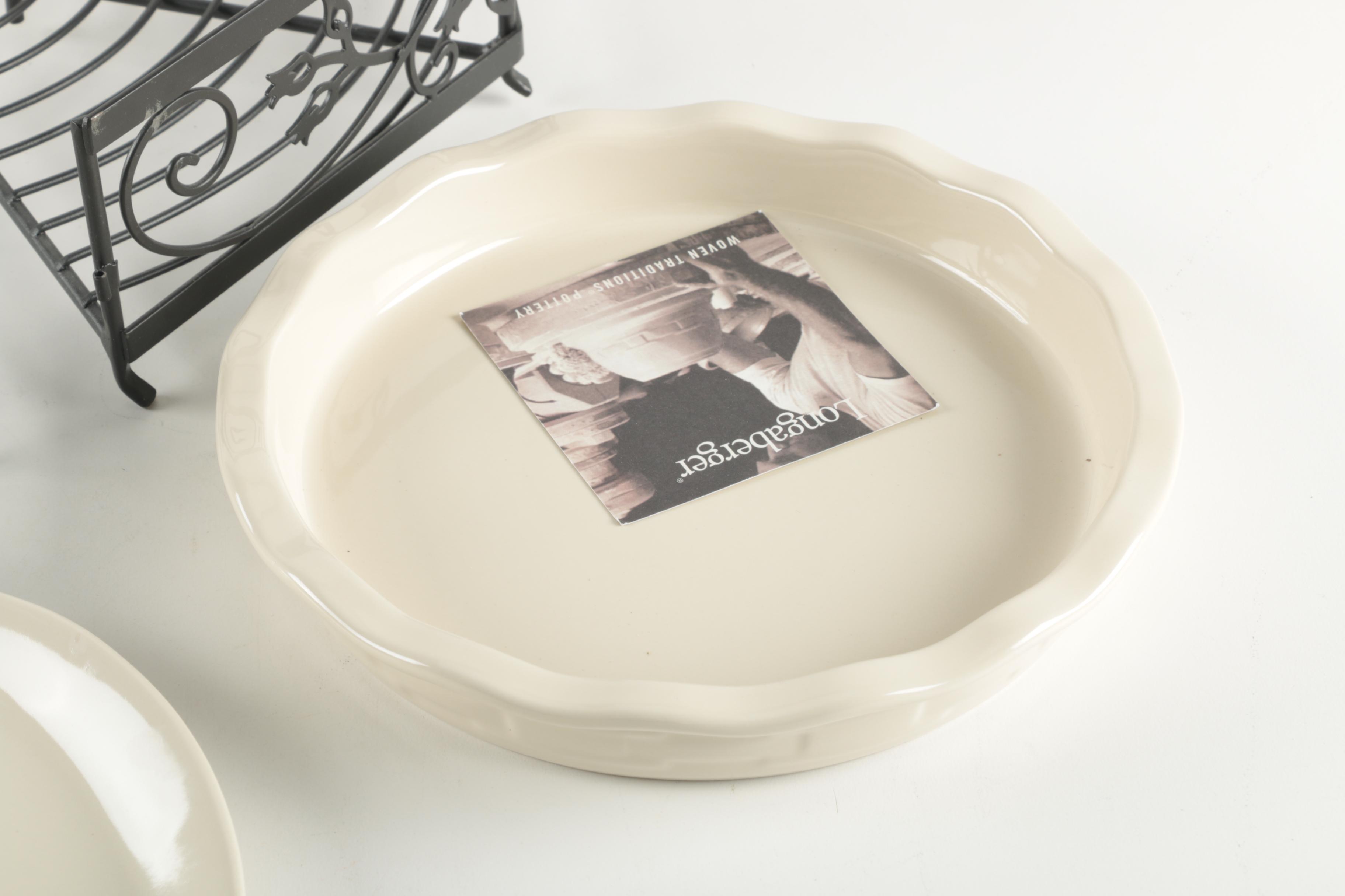Longaberger Ceramic Bakeware and Wire Umbrella Basket