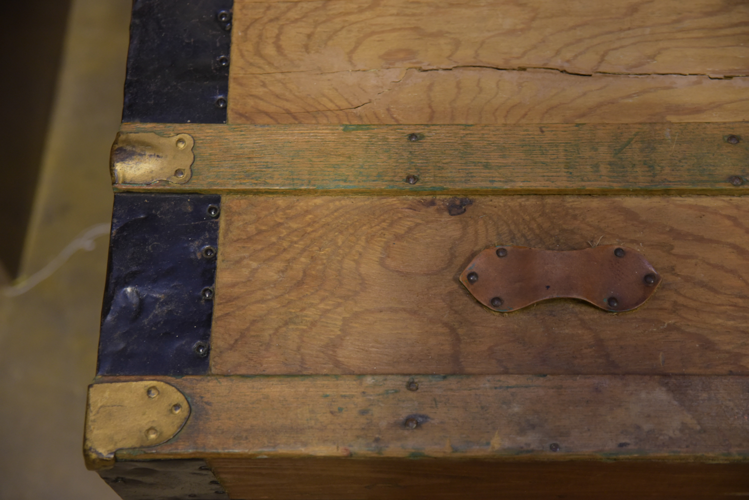 Antique Flat Top Steamer Trunk