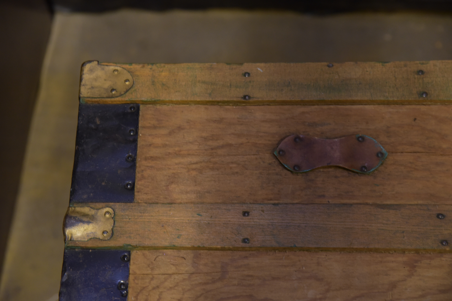 Antique Flat Top Steamer Trunk