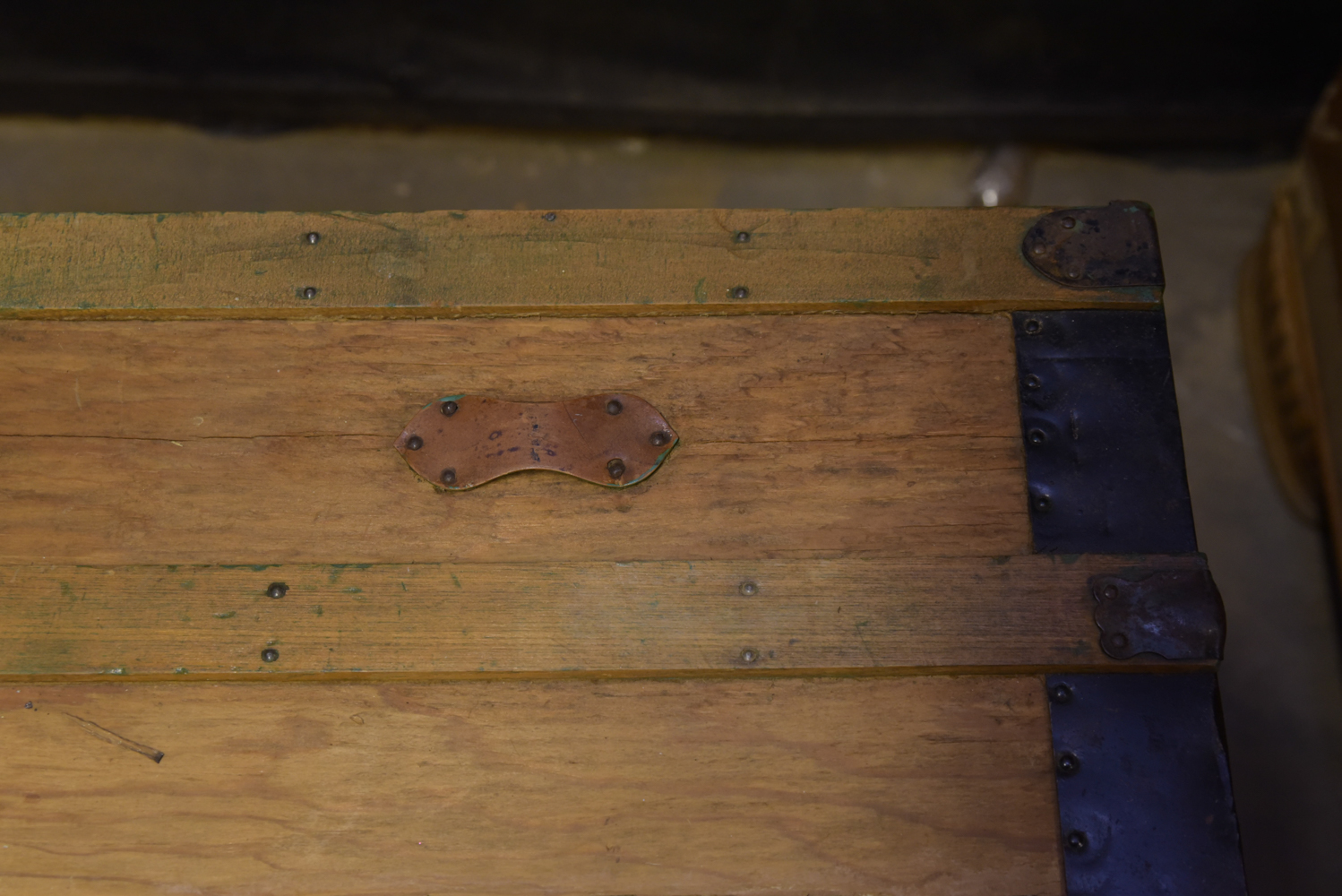 Antique Flat Top Steamer Trunk