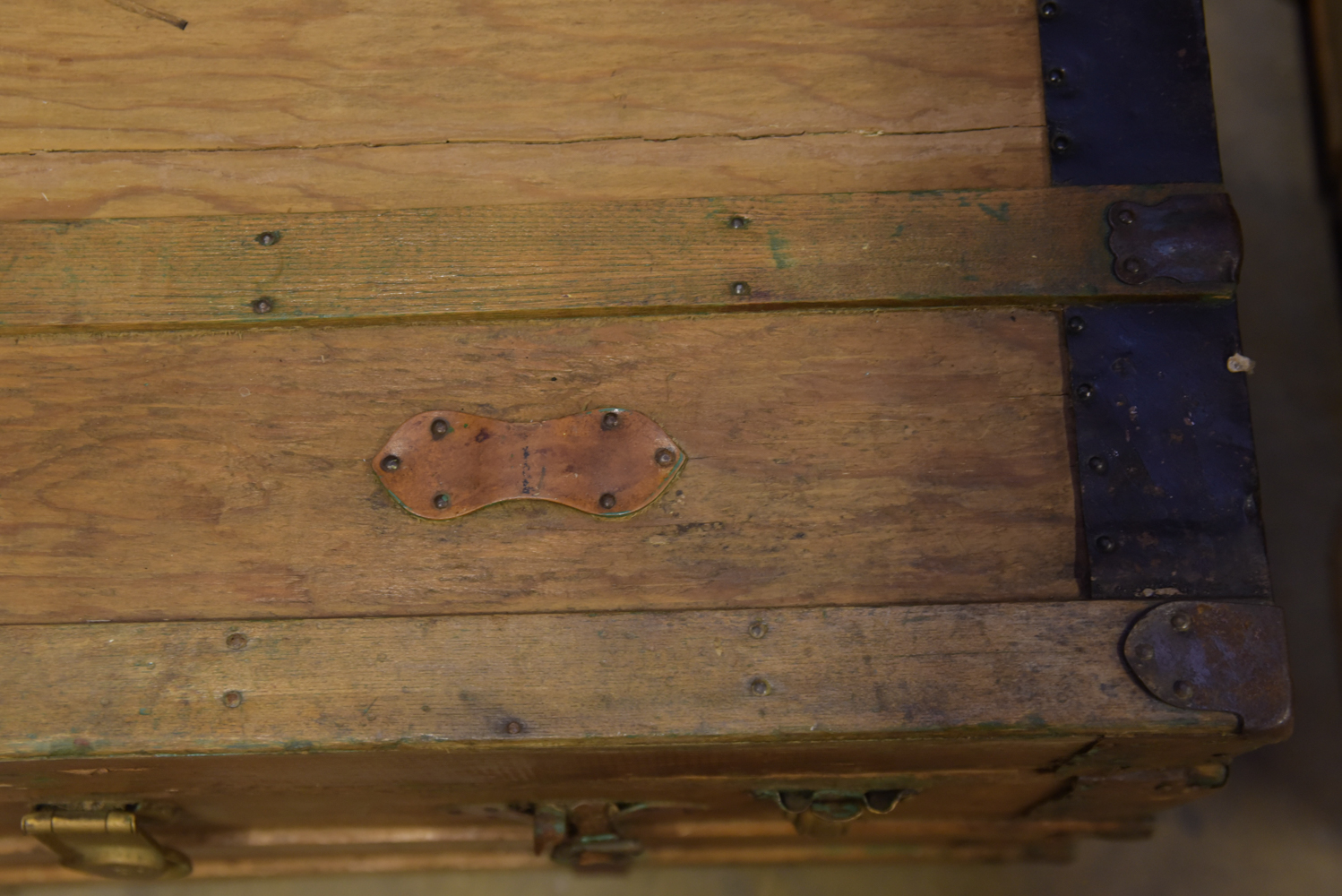 Antique Flat Top Steamer Trunk