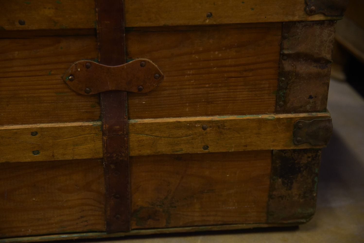 Antique Flat Top Steamer Trunk