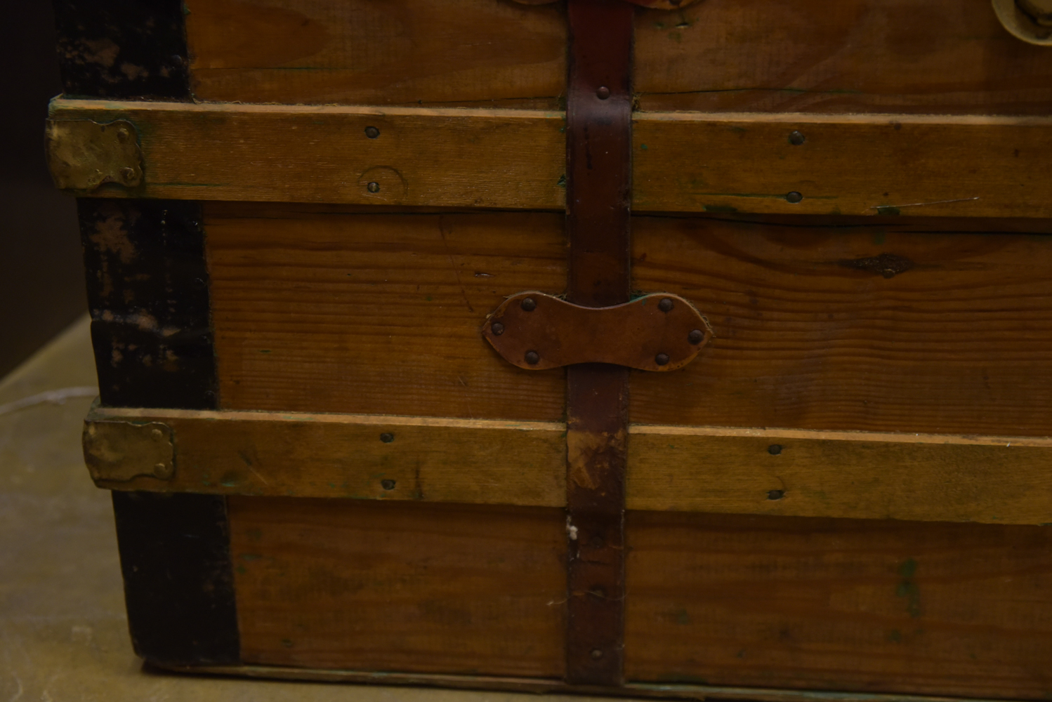 Antique Flat Top Steamer Trunk