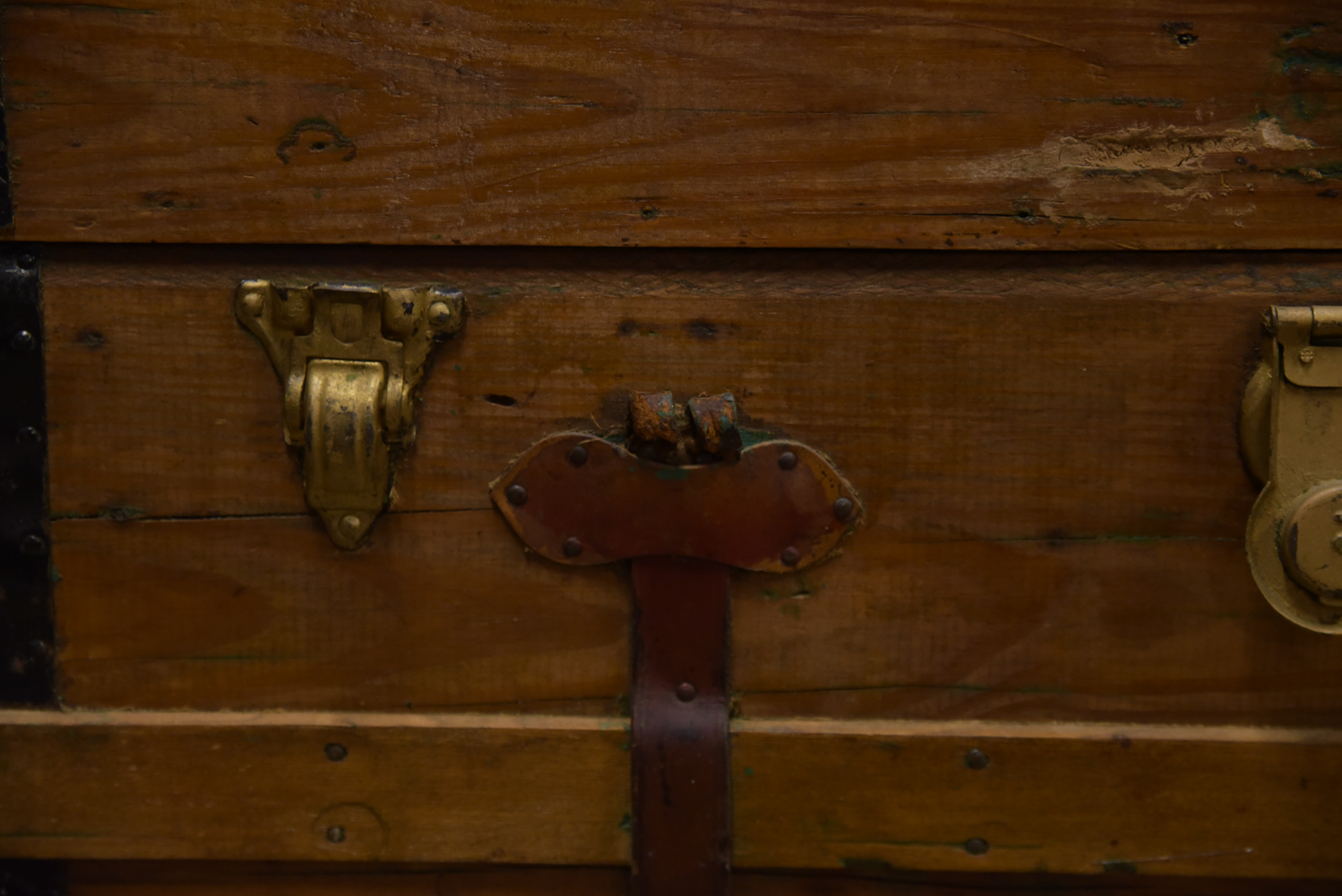 Antique Flat Top Steamer Trunk