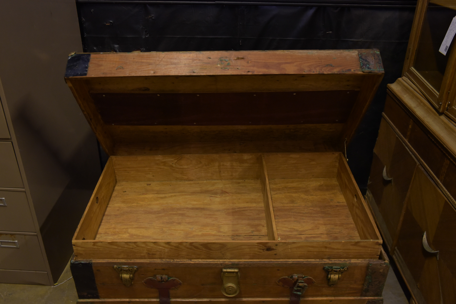 Antique Flat Top Steamer Trunk