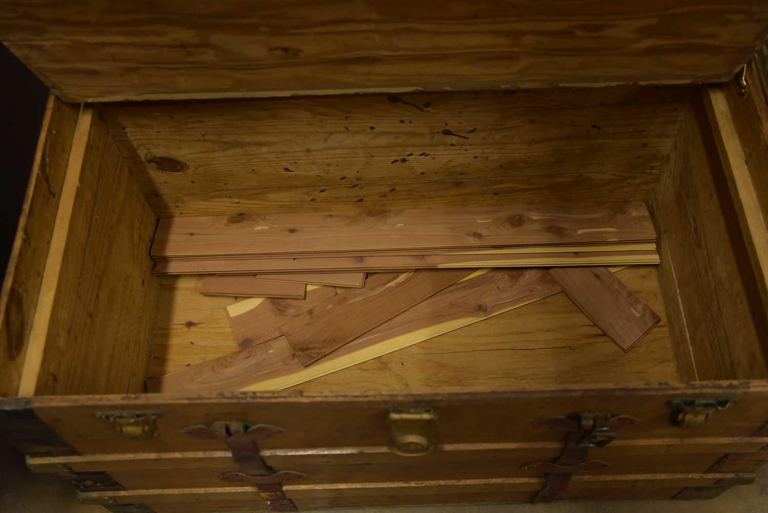 Antique Flat Top Steamer Trunk