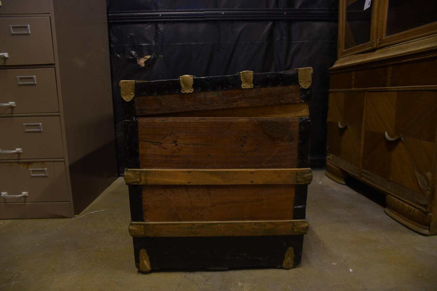 Antique Flat Top Steamer Trunk