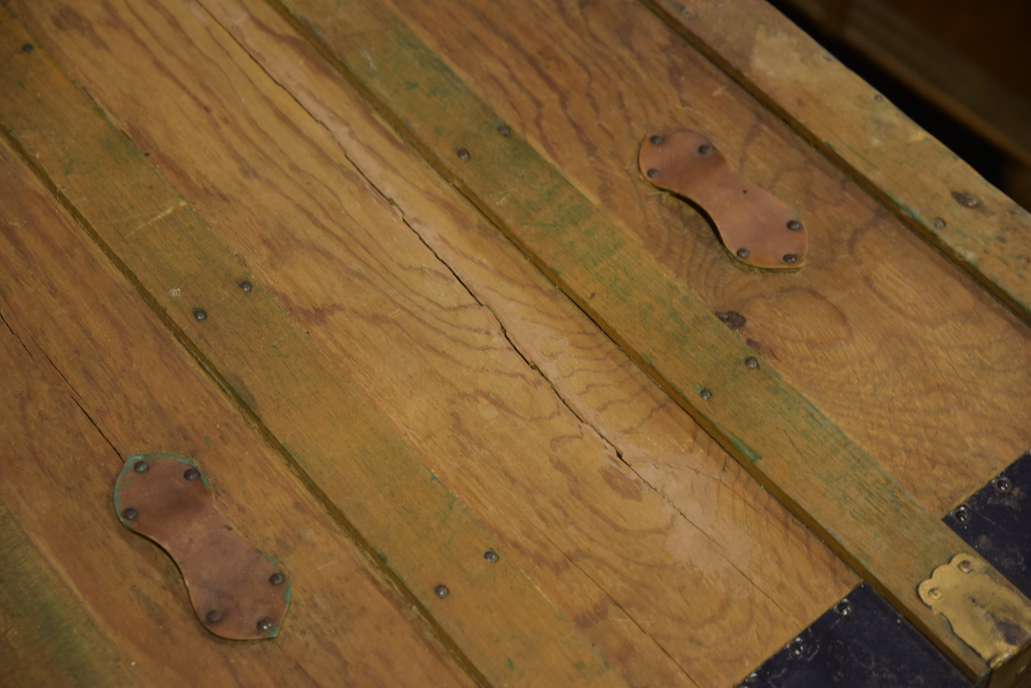 Antique Flat Top Steamer Trunk