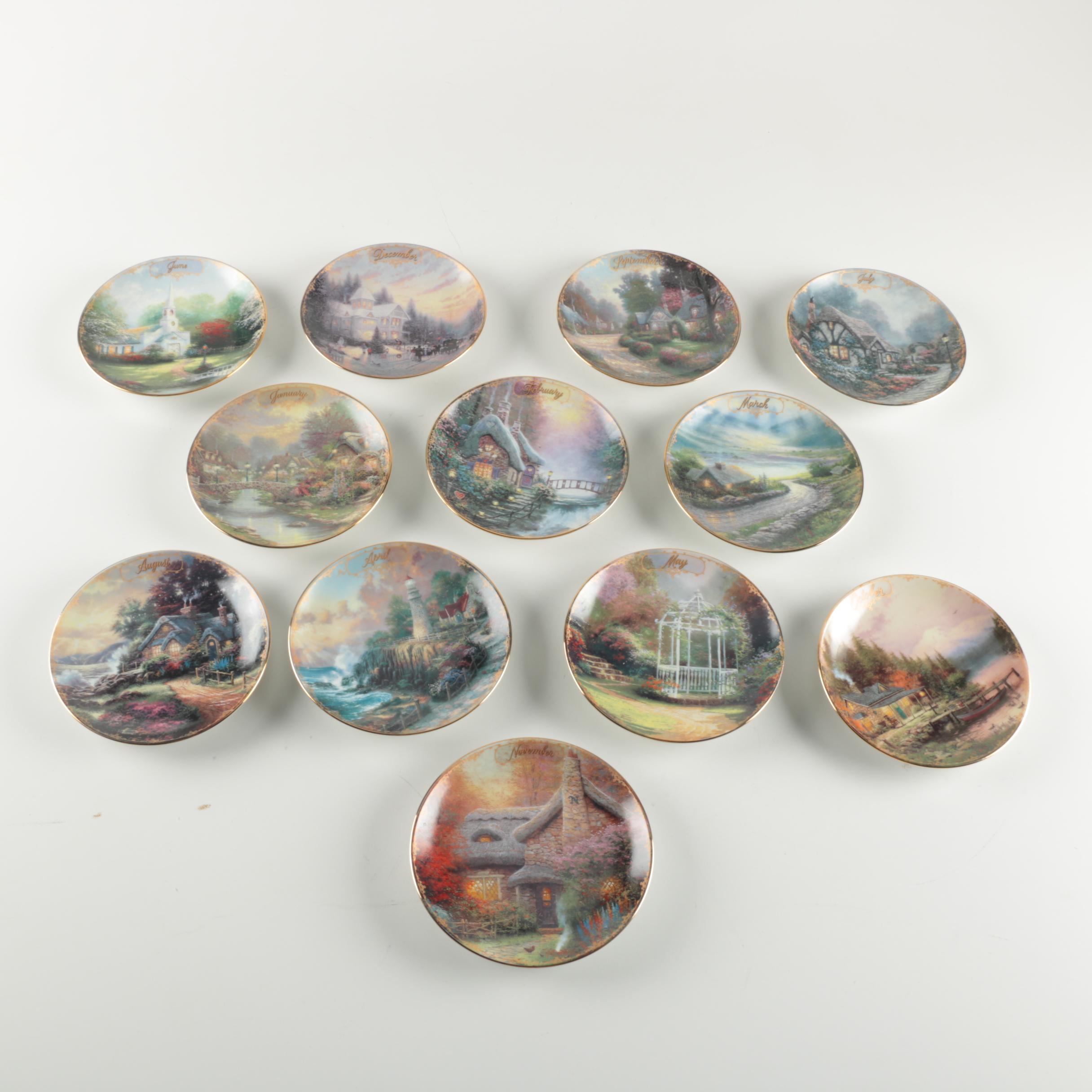 Set of "Thomas Kinkade's Simpler Times" Decorative Porcelain Plates