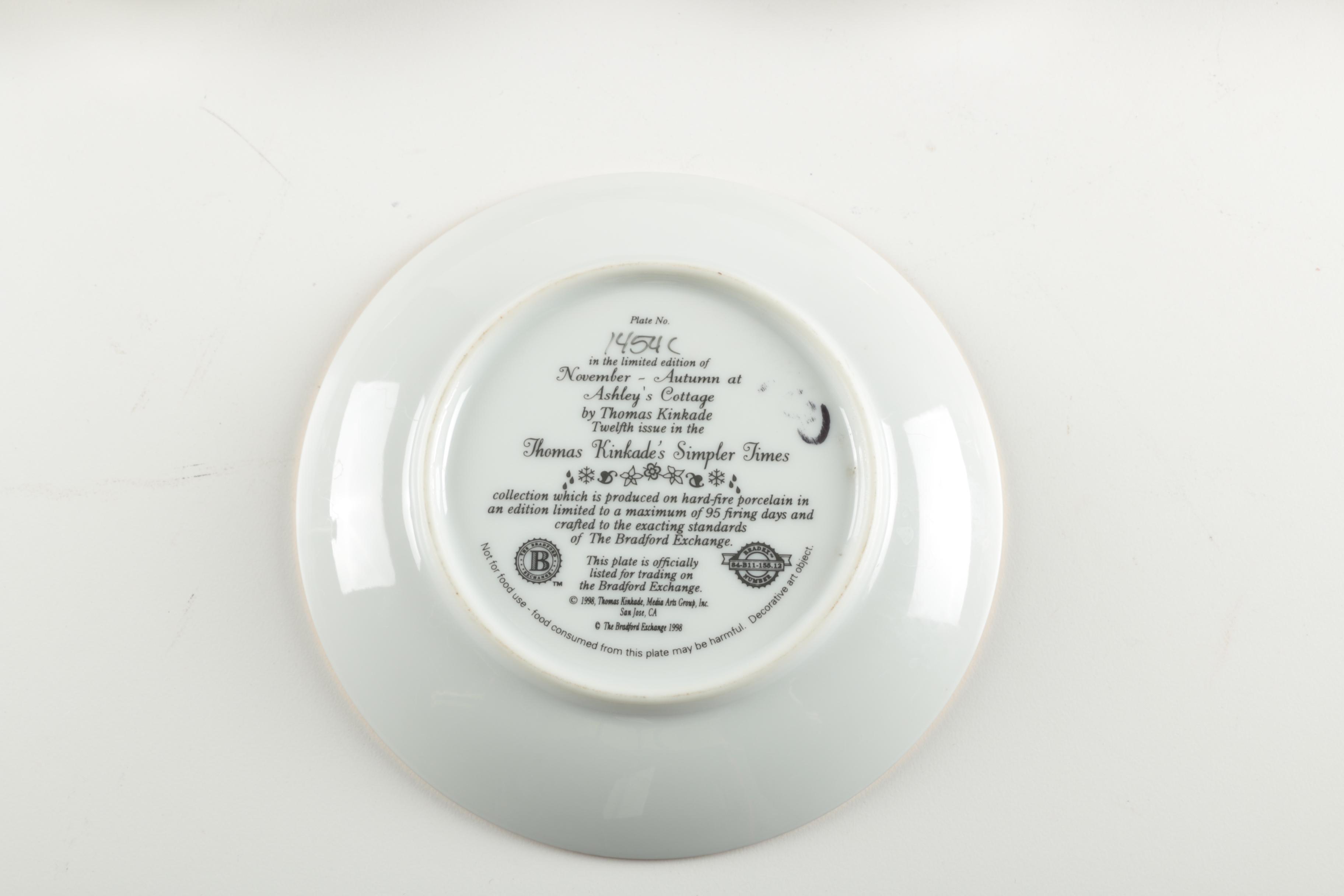 Set of "Thomas Kinkade's Simpler Times" Decorative Porcelain Plates