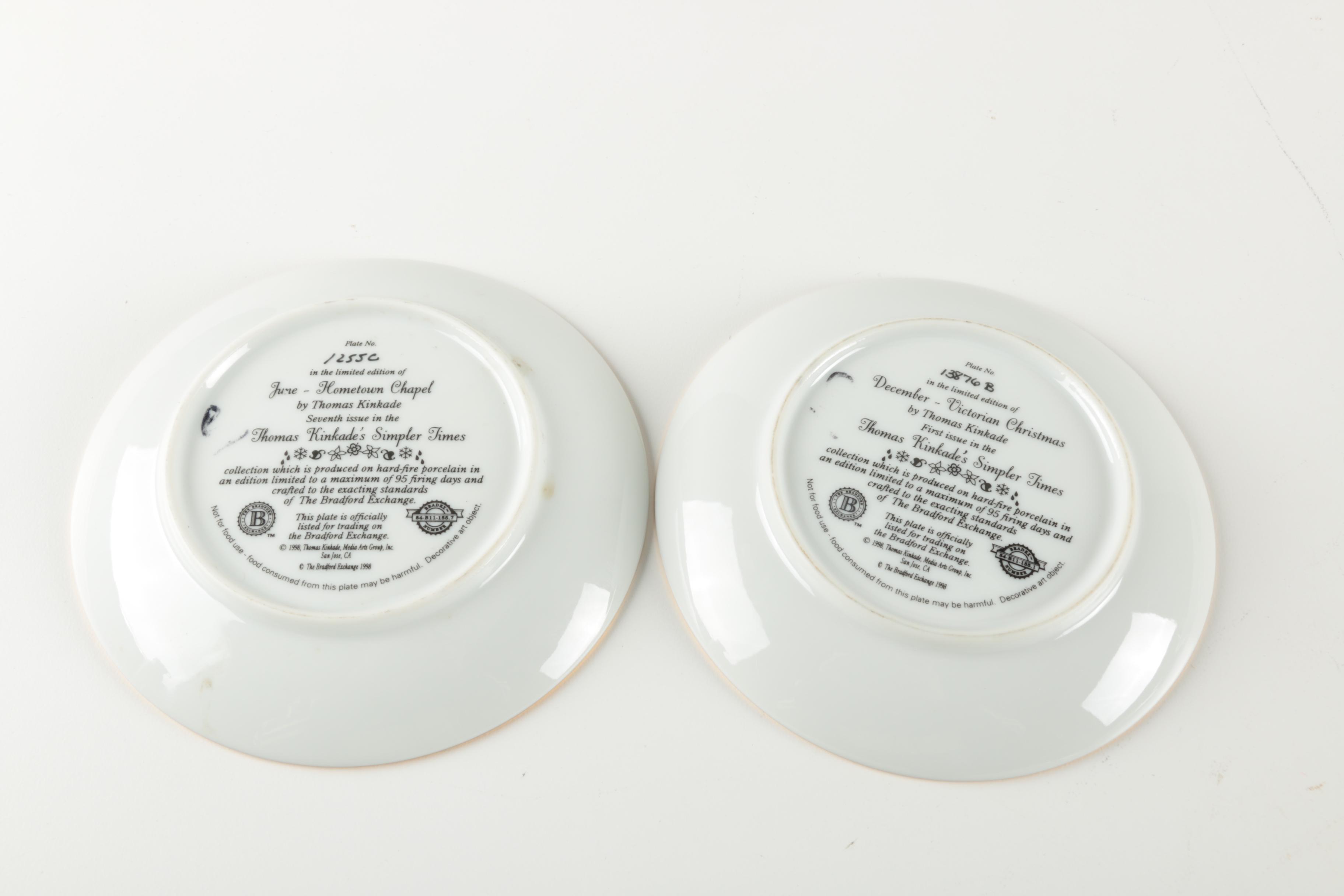 Set of "Thomas Kinkade's Simpler Times" Decorative Porcelain Plates