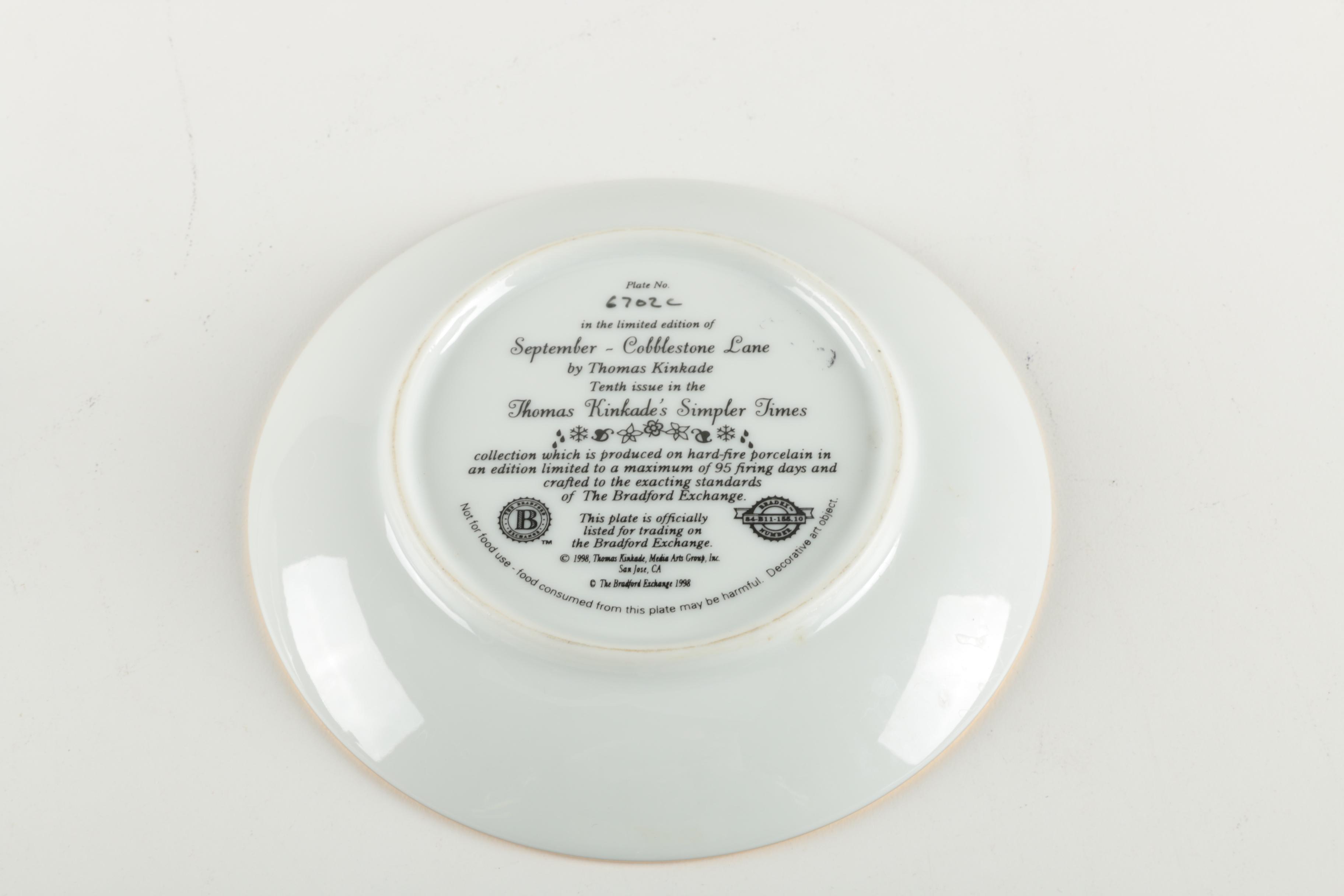 Set of "Thomas Kinkade's Simpler Times" Decorative Porcelain Plates