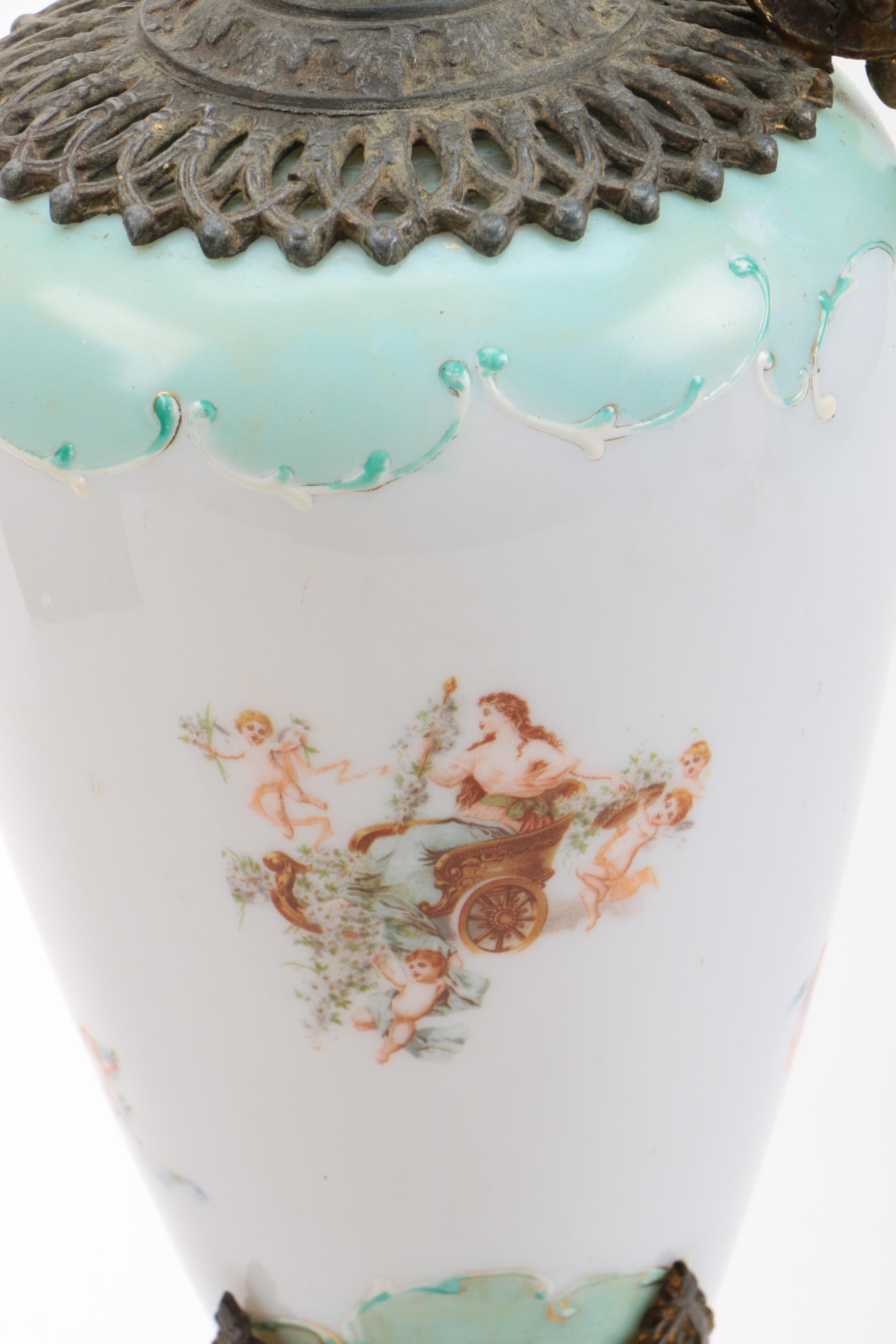 Ornate Metal and Ceramic Ewers