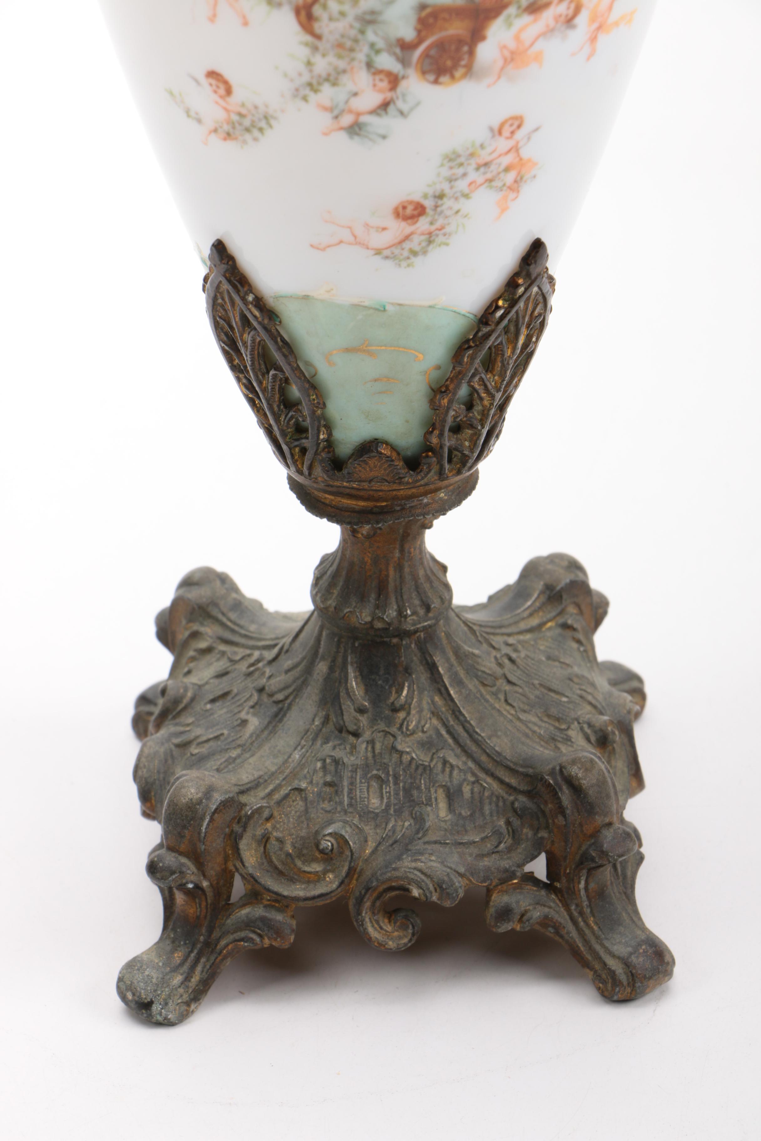 Ornate Metal and Ceramic Ewers
