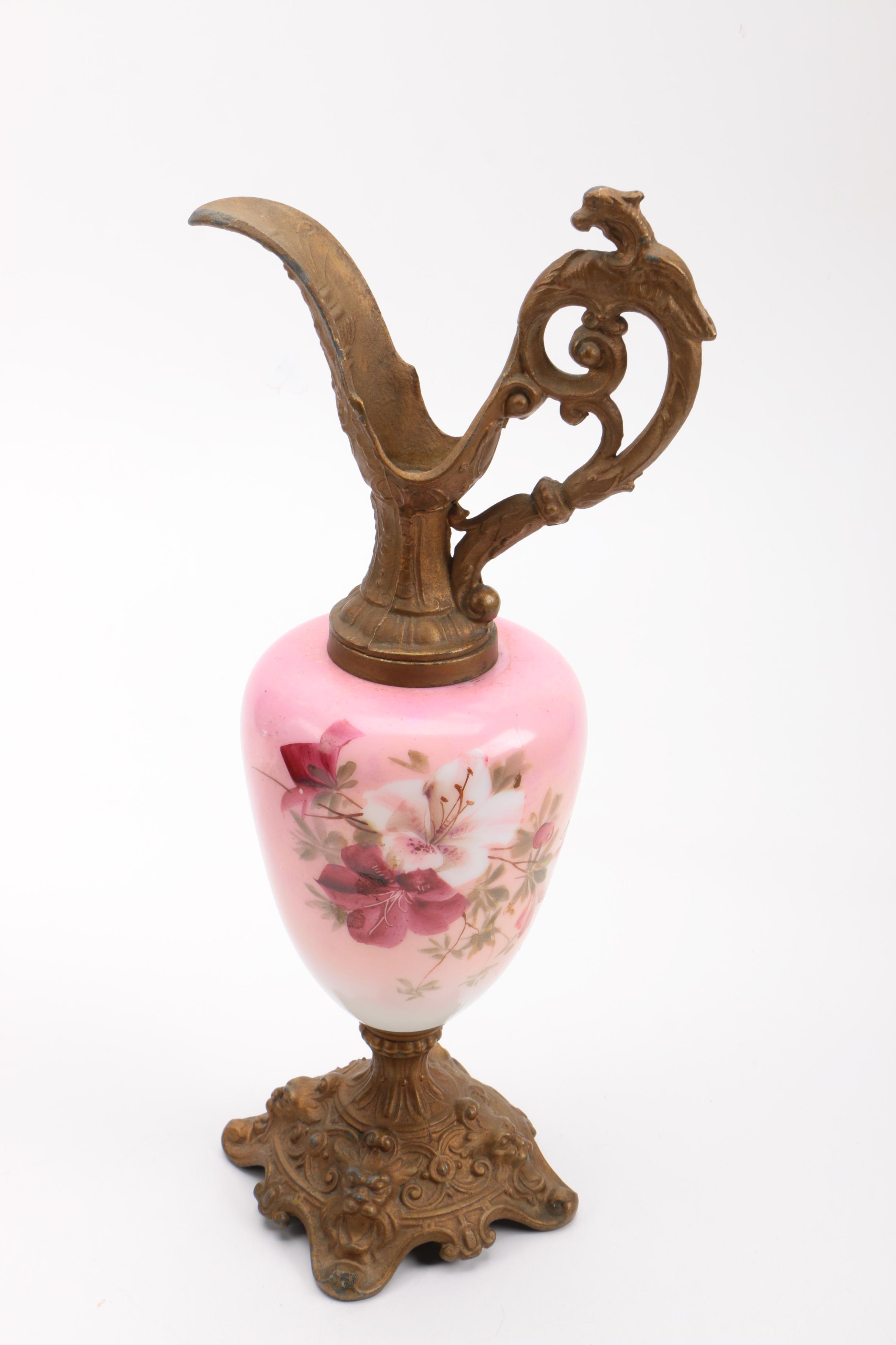 Ornate Metal and Ceramic Ewers