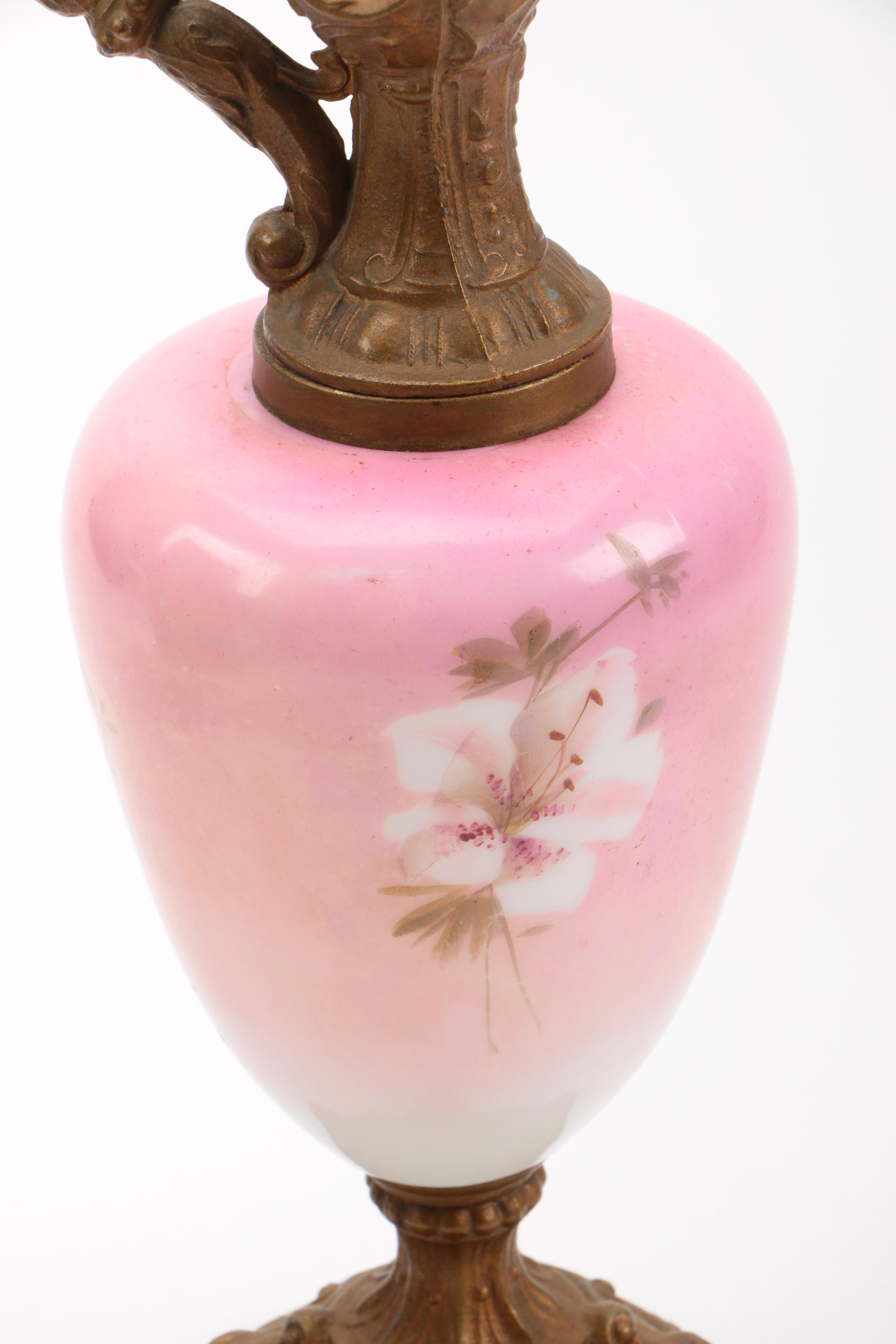 Ornate Metal and Ceramic Ewers