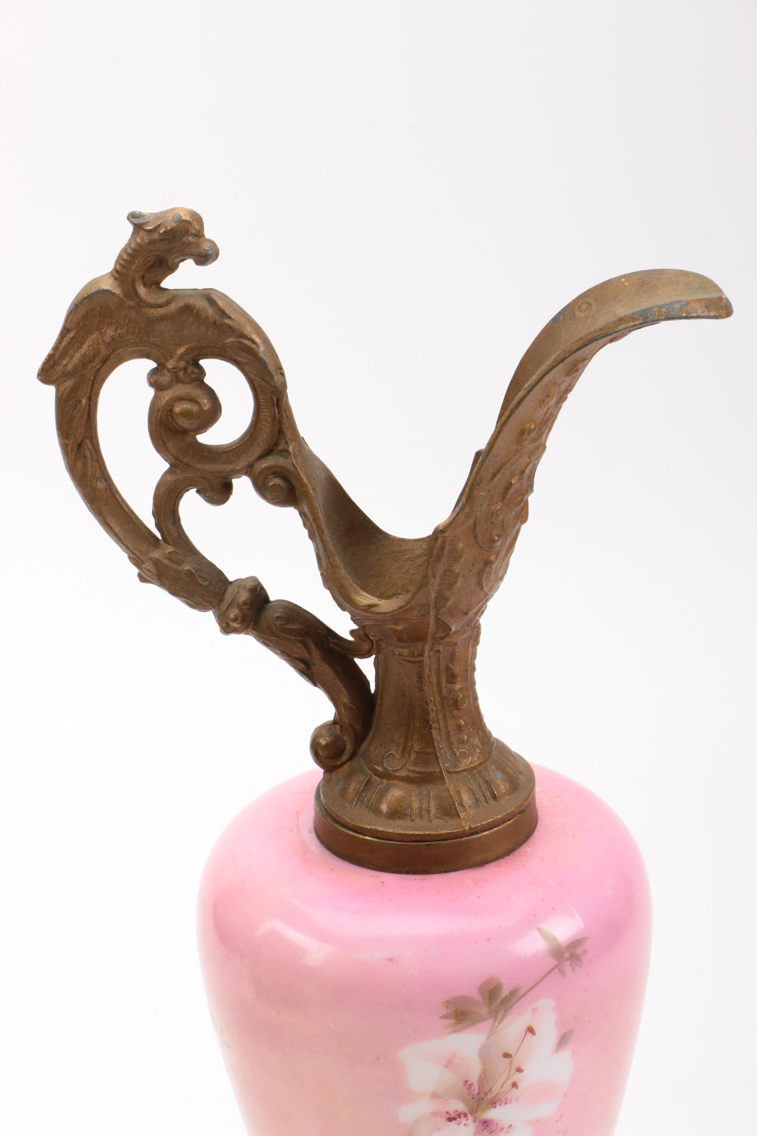 Ornate Metal and Ceramic Ewers