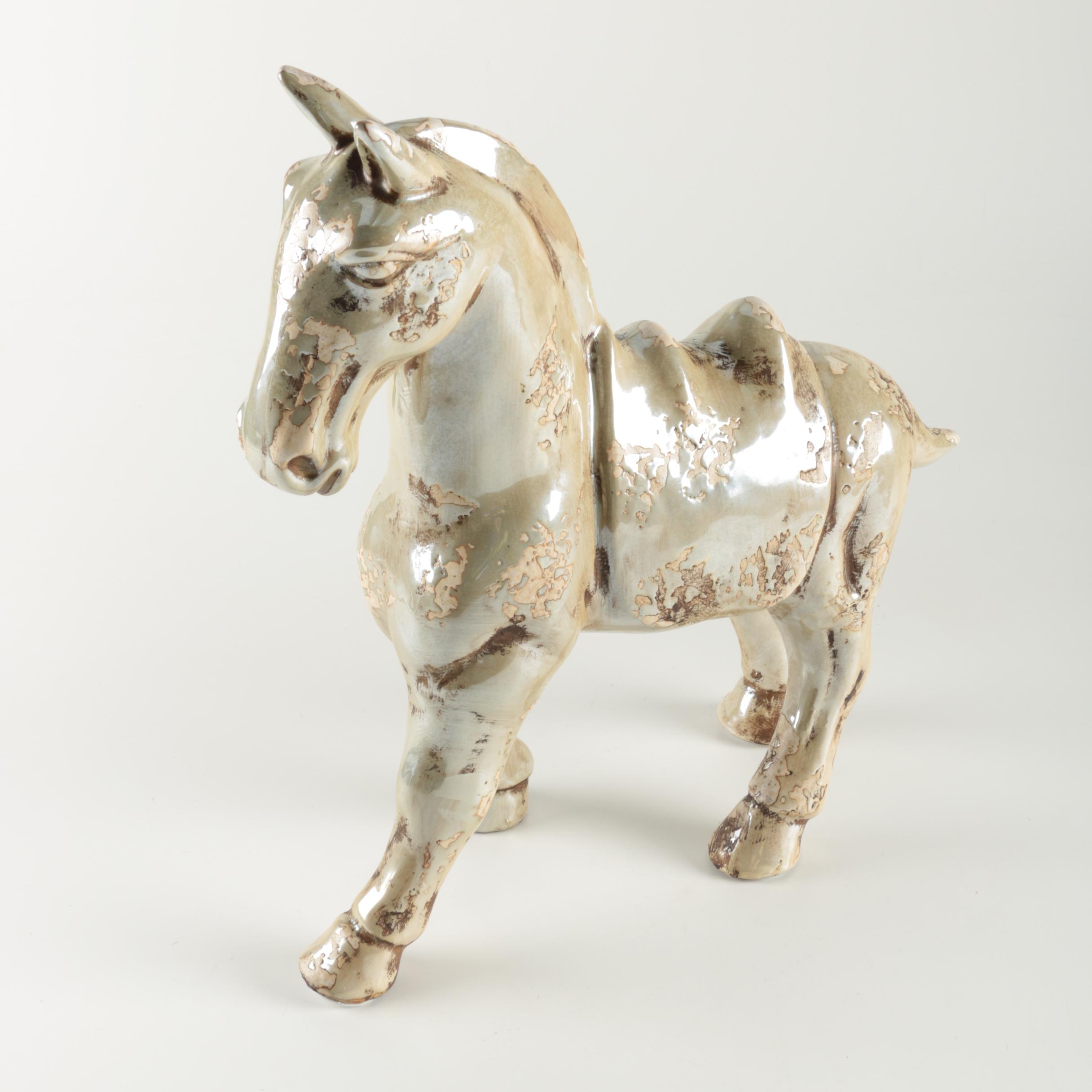 Handbuilt Stoneware Horse Statuette