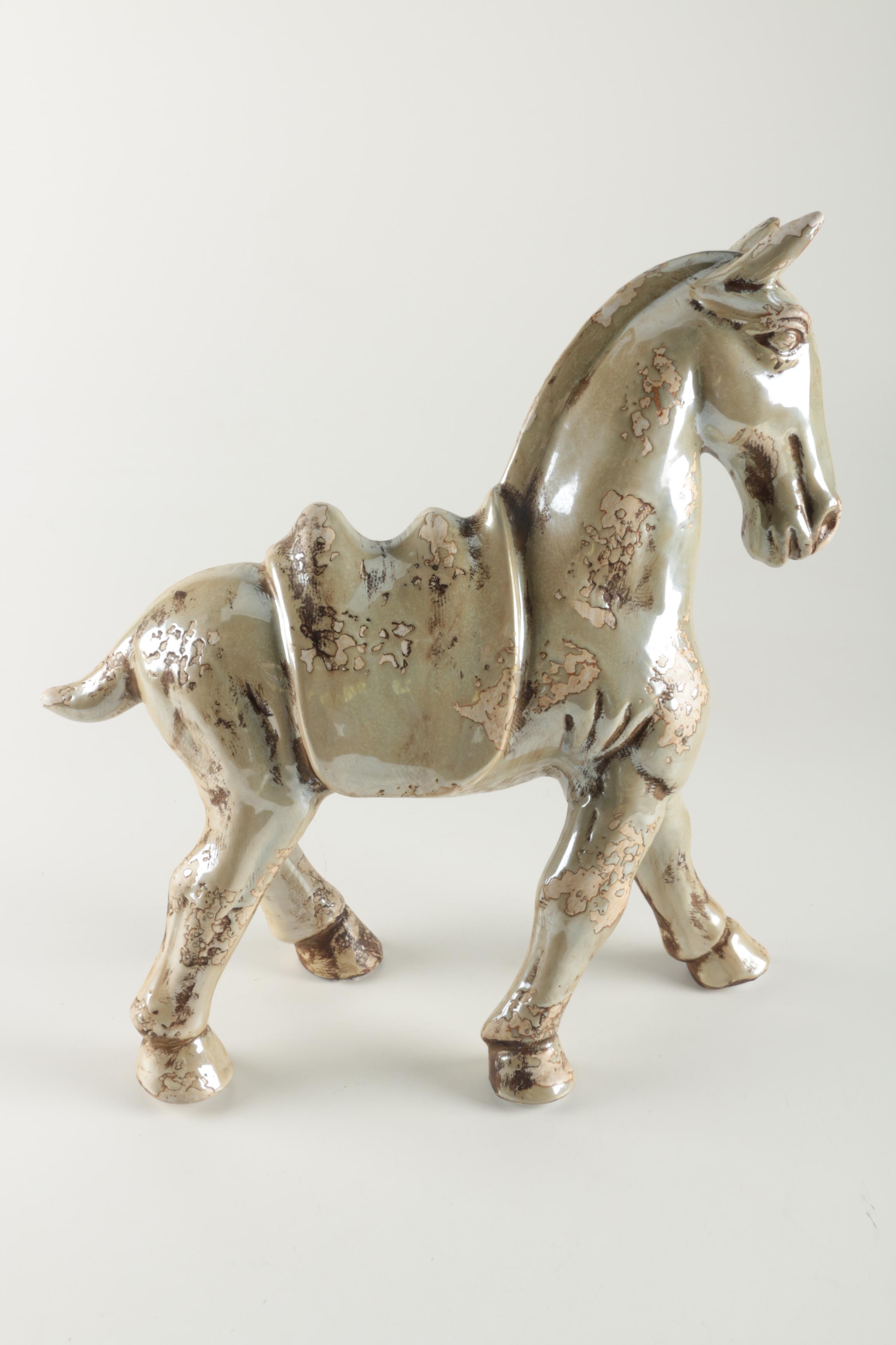 Handbuilt Stoneware Horse Statuette