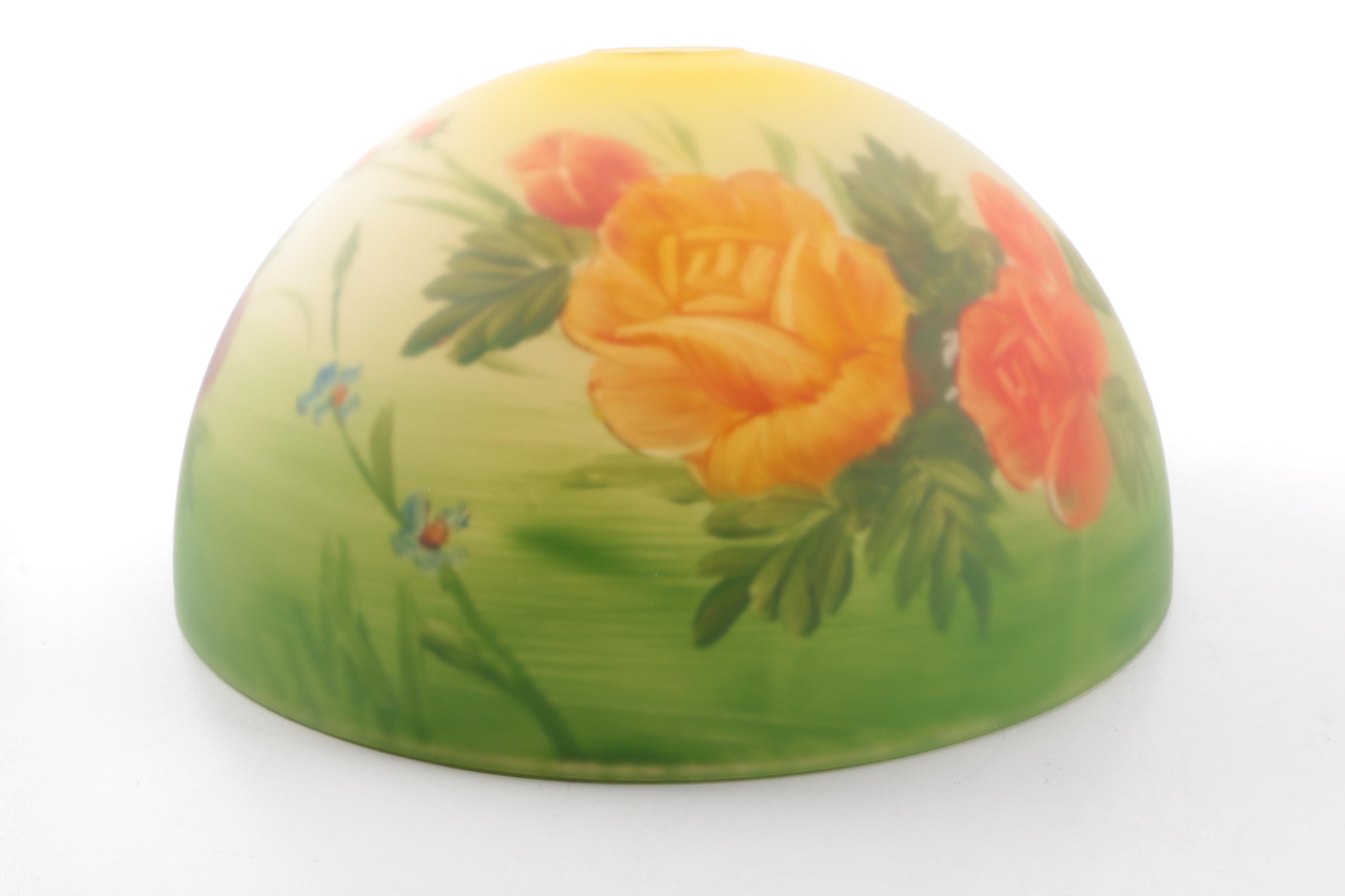 Table Lamp With Reverse-Painted Glass Shade
