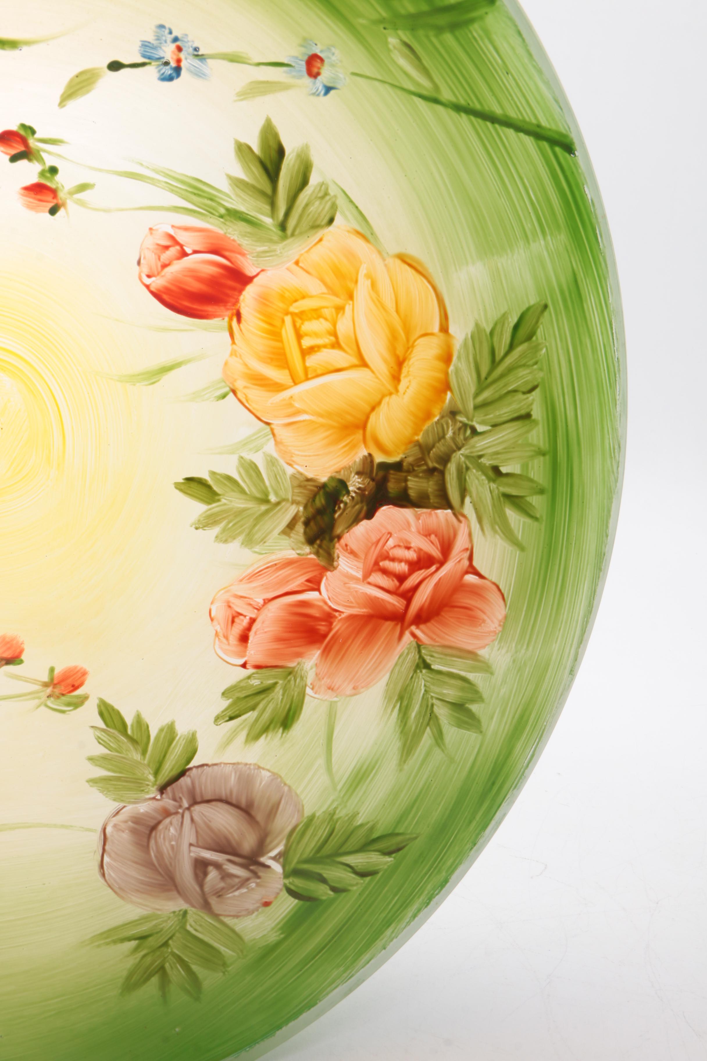Table Lamp With Reverse-Painted Glass Shade