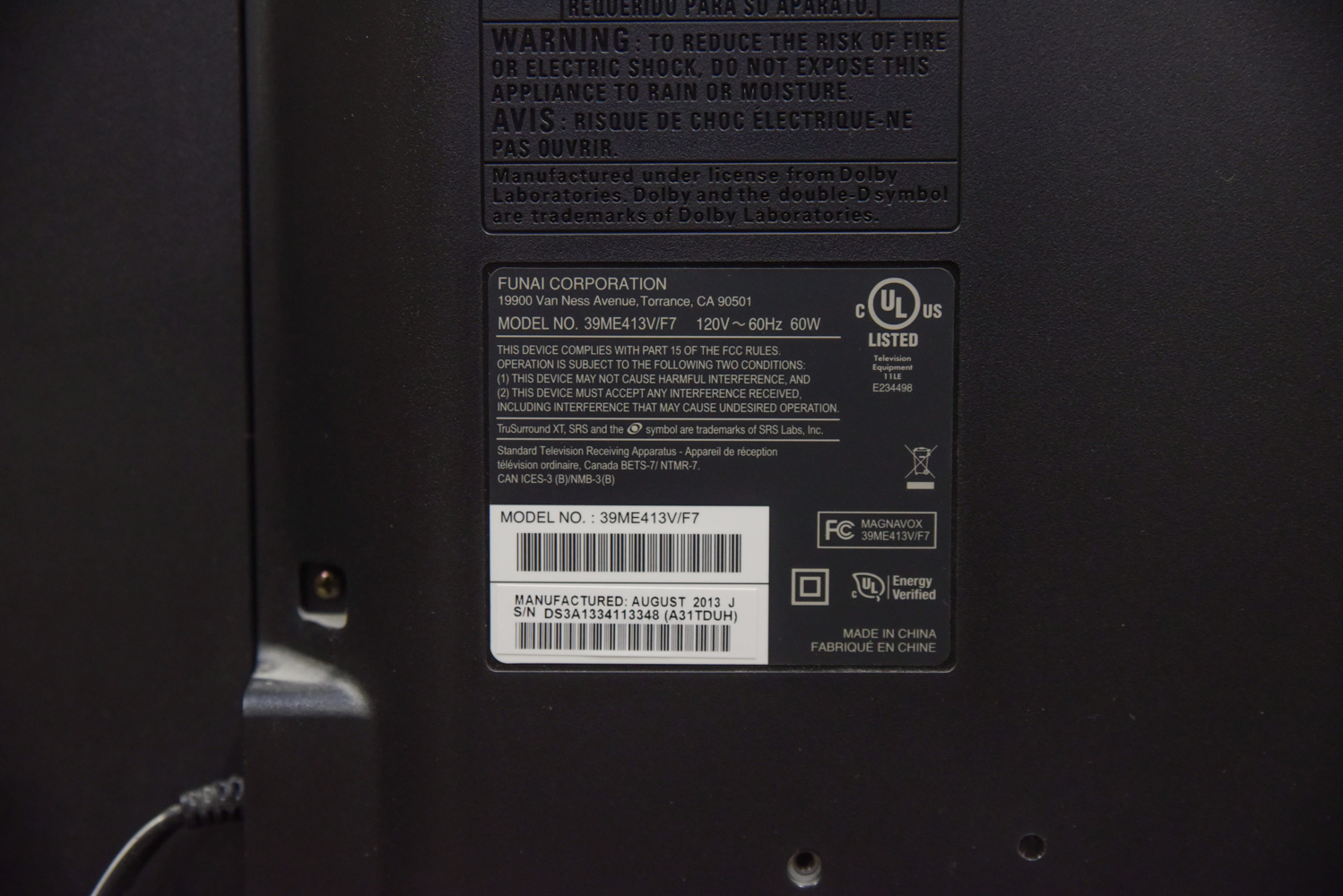 Magnavox Flat Screen Television