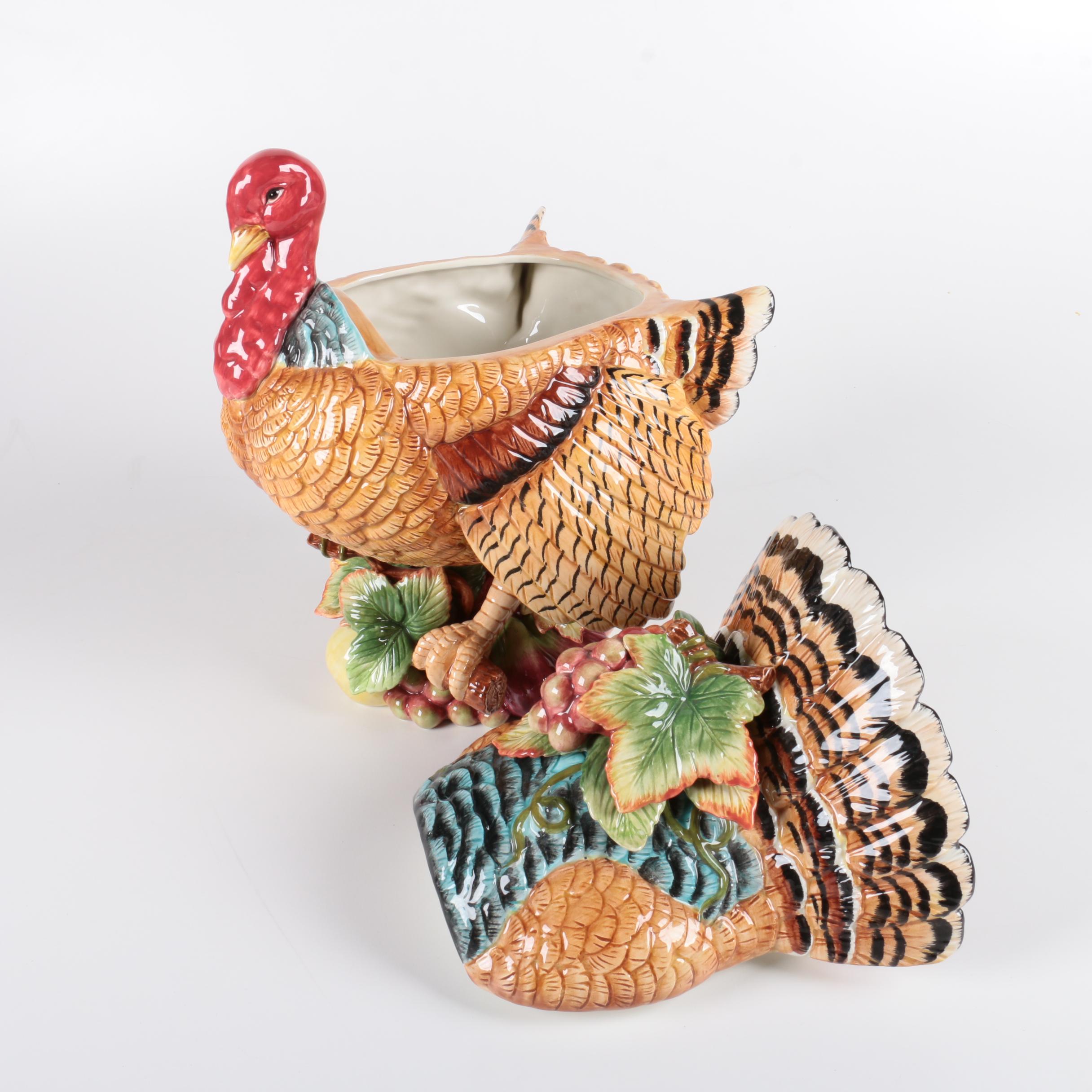 Fitz and Floyd Turkey-Shaped Ceramic Soup Tureen