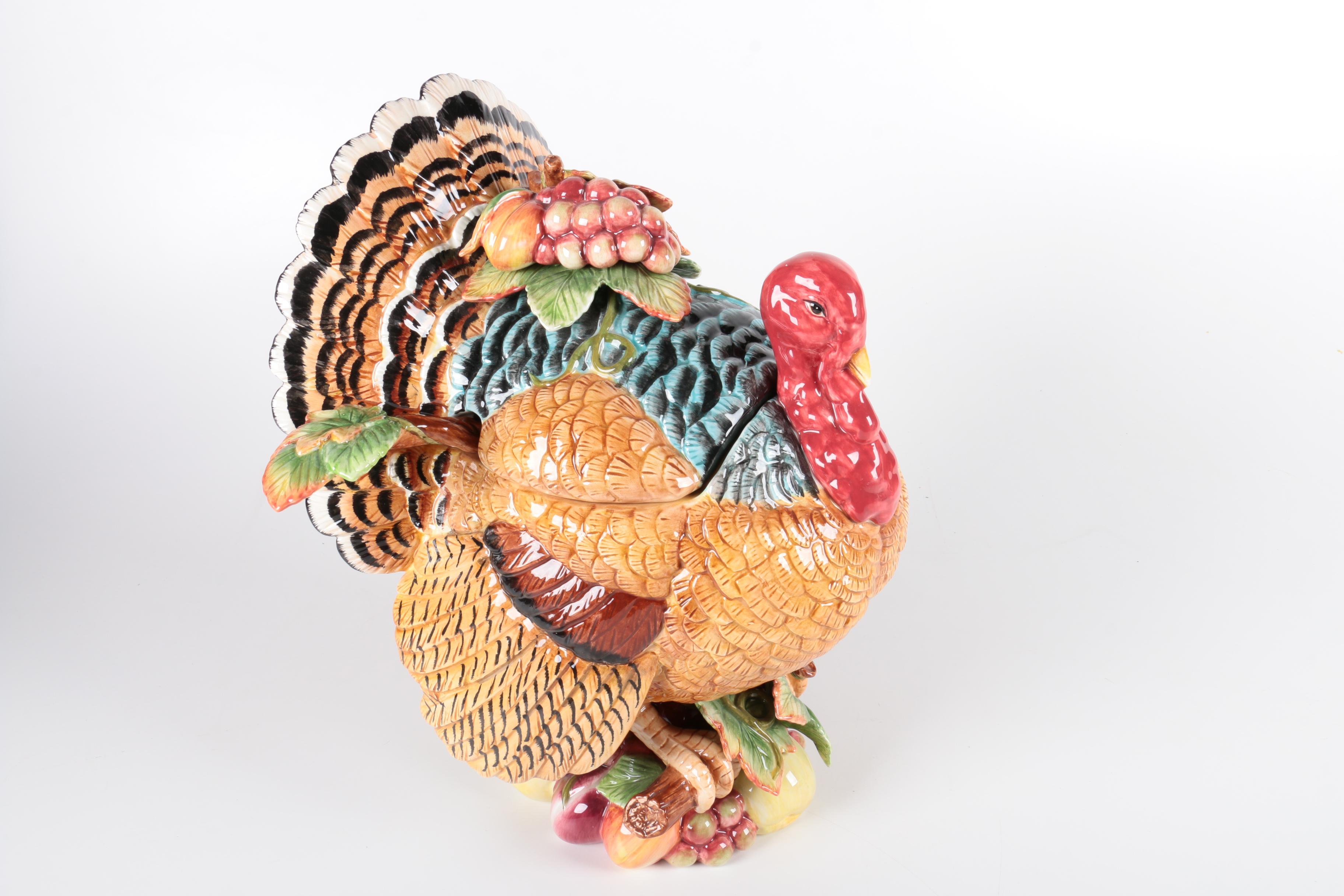 Fitz and Floyd Turkey-Shaped Ceramic Soup Tureen