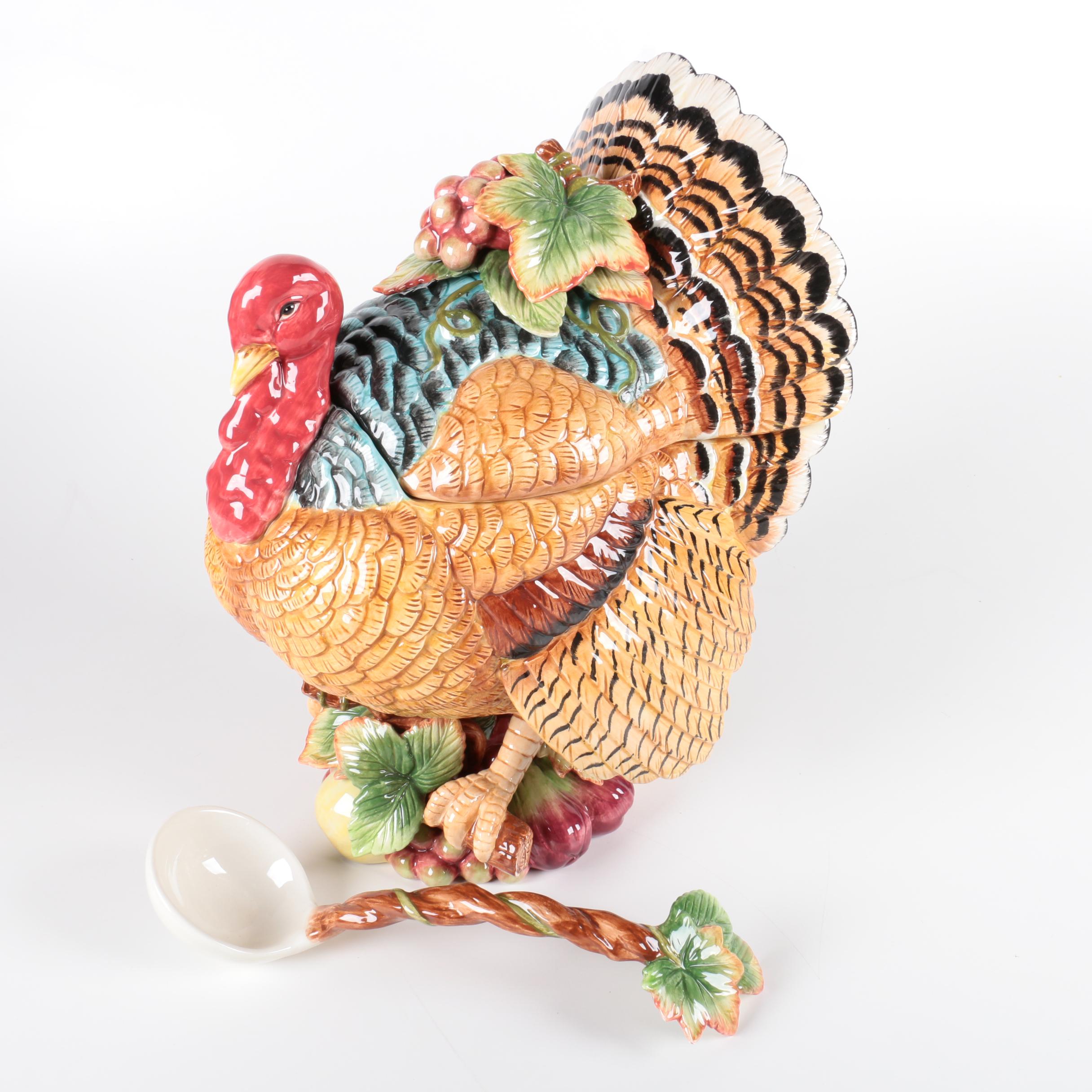 Fitz and Floyd Turkey-Shaped Ceramic Soup Tureen