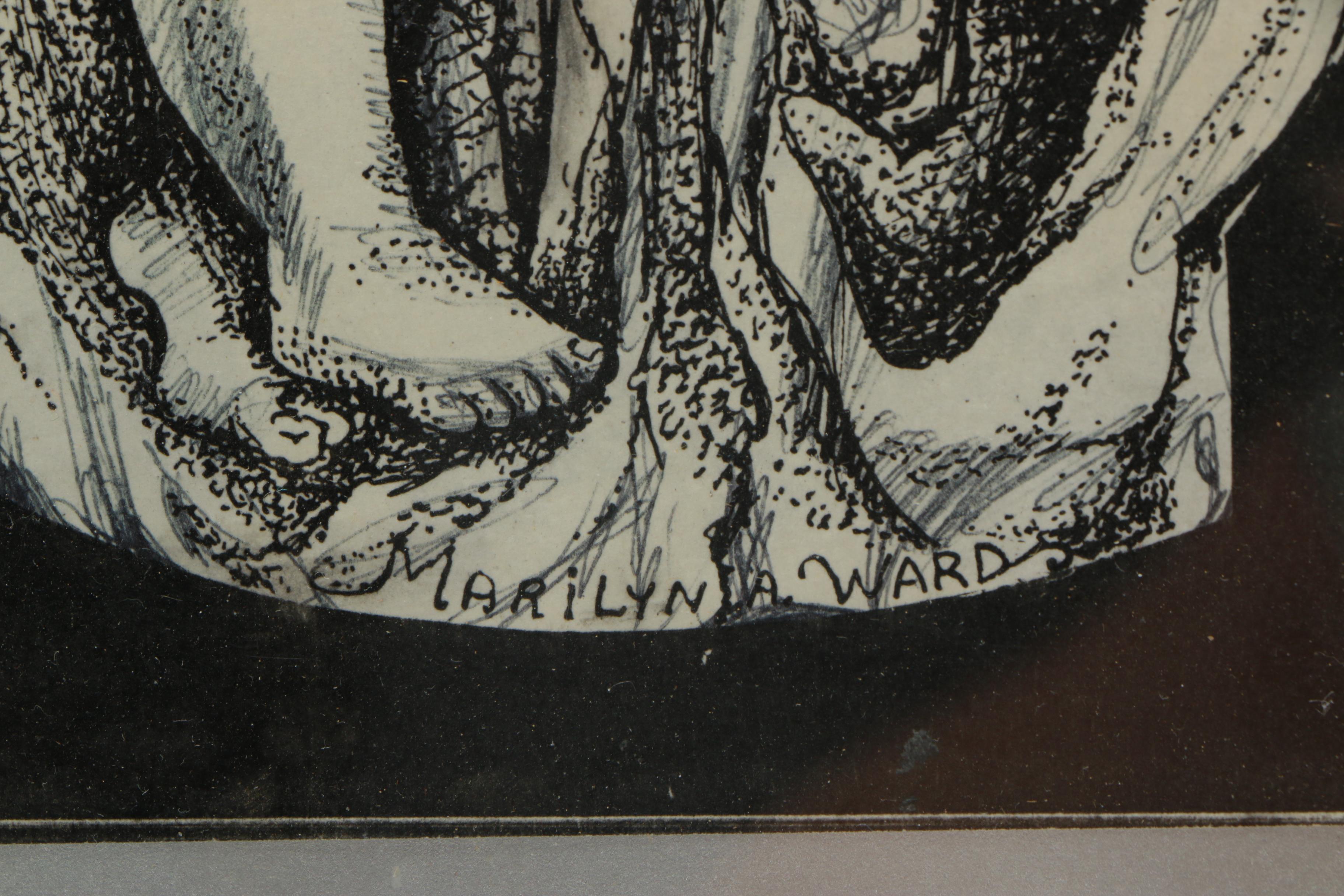 Marilyn A. Ward Pen and Ink Drawing of the Madonna and Child