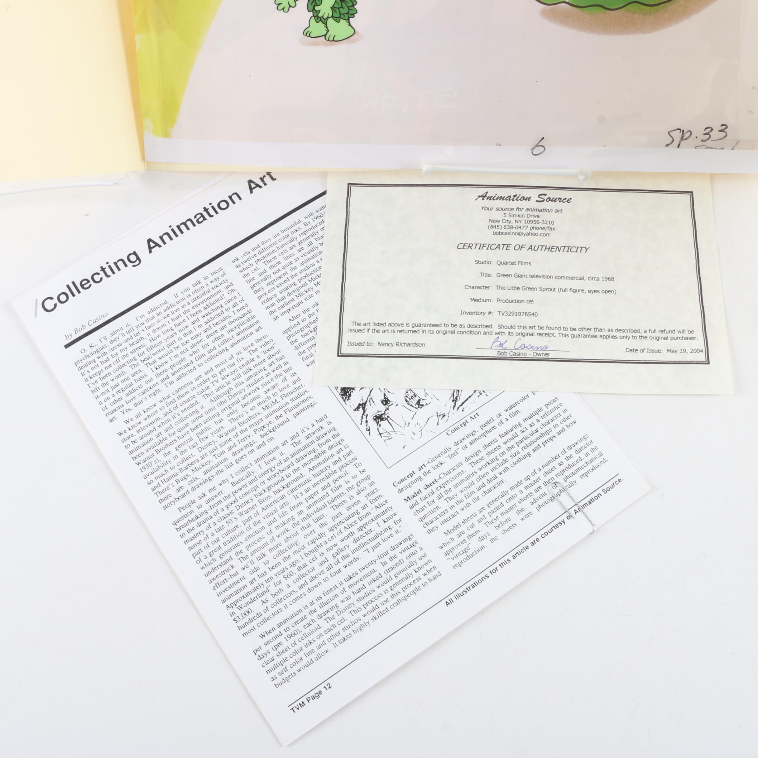 Production Sericel "Green Giant Television Commercial, Circa 1968"