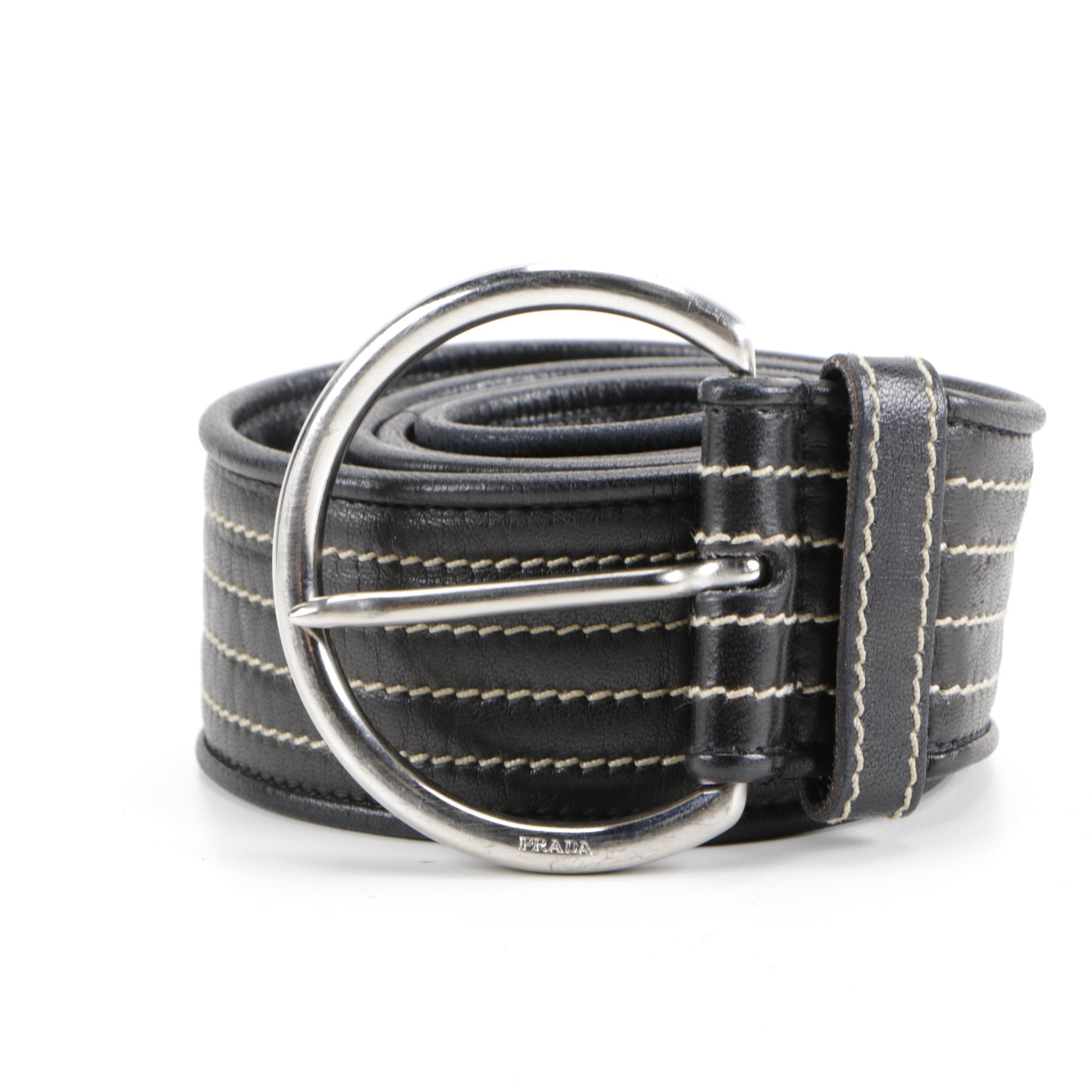 Prada Black Leather Belt