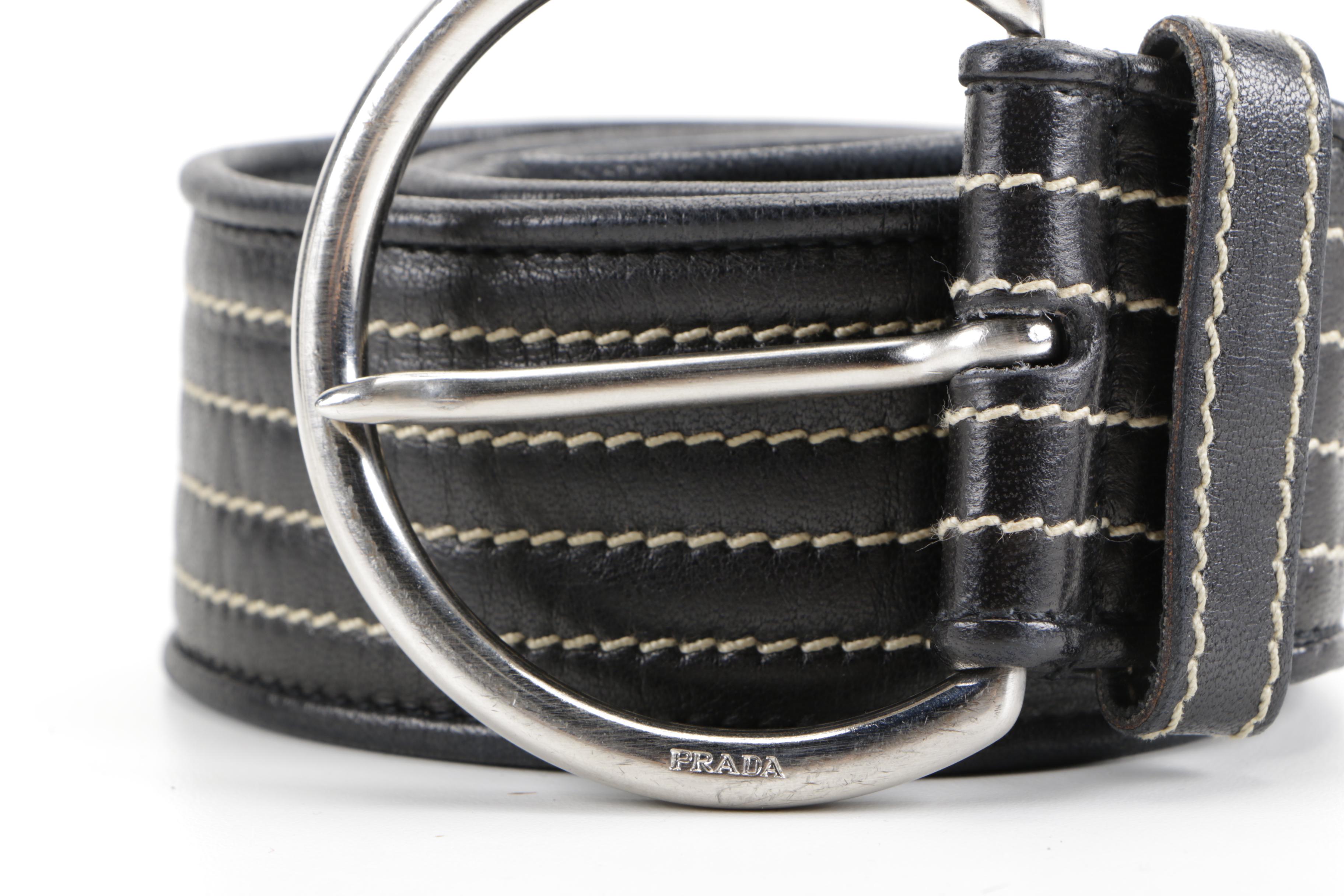 Prada Black Leather Belt