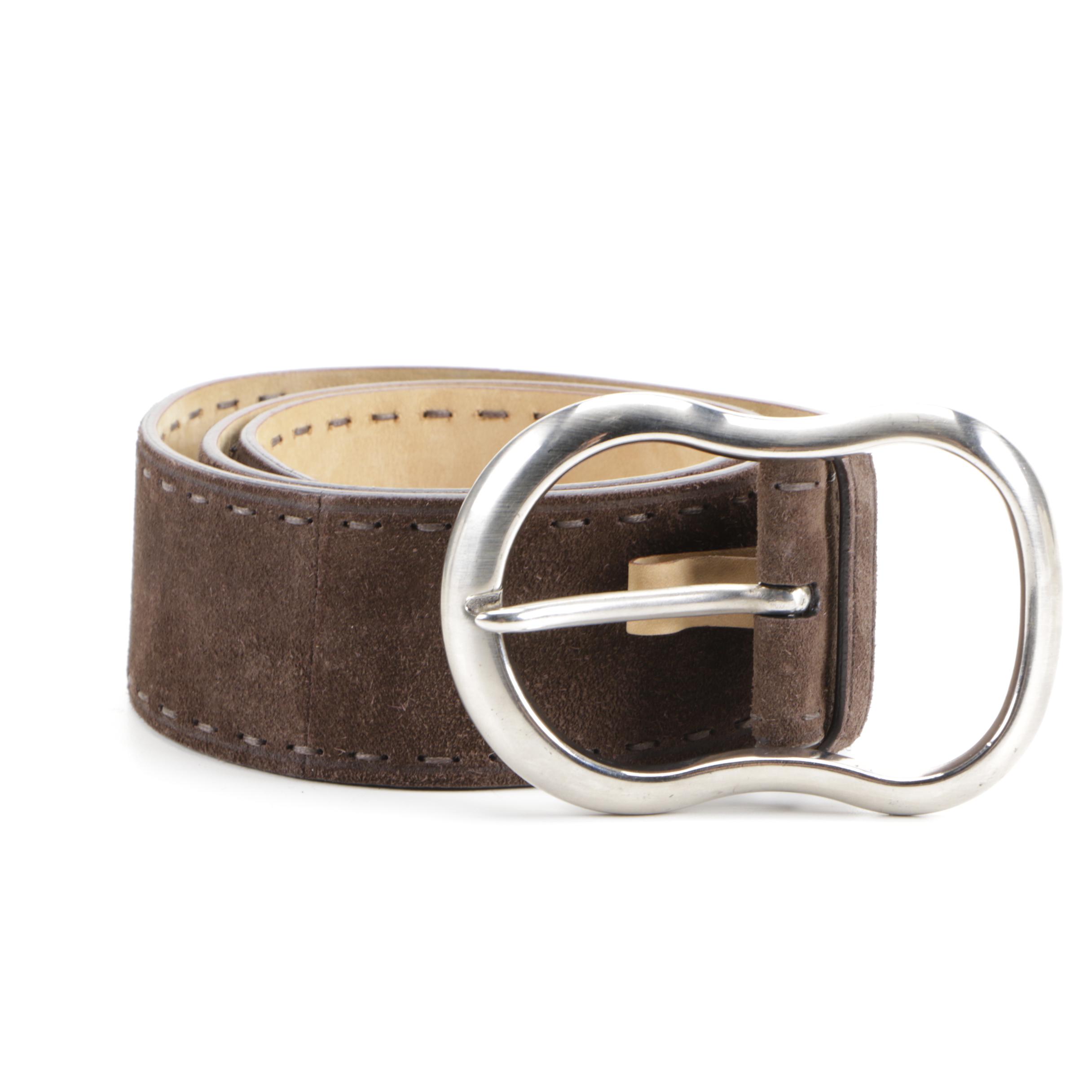 Prada Brown Suede Belt