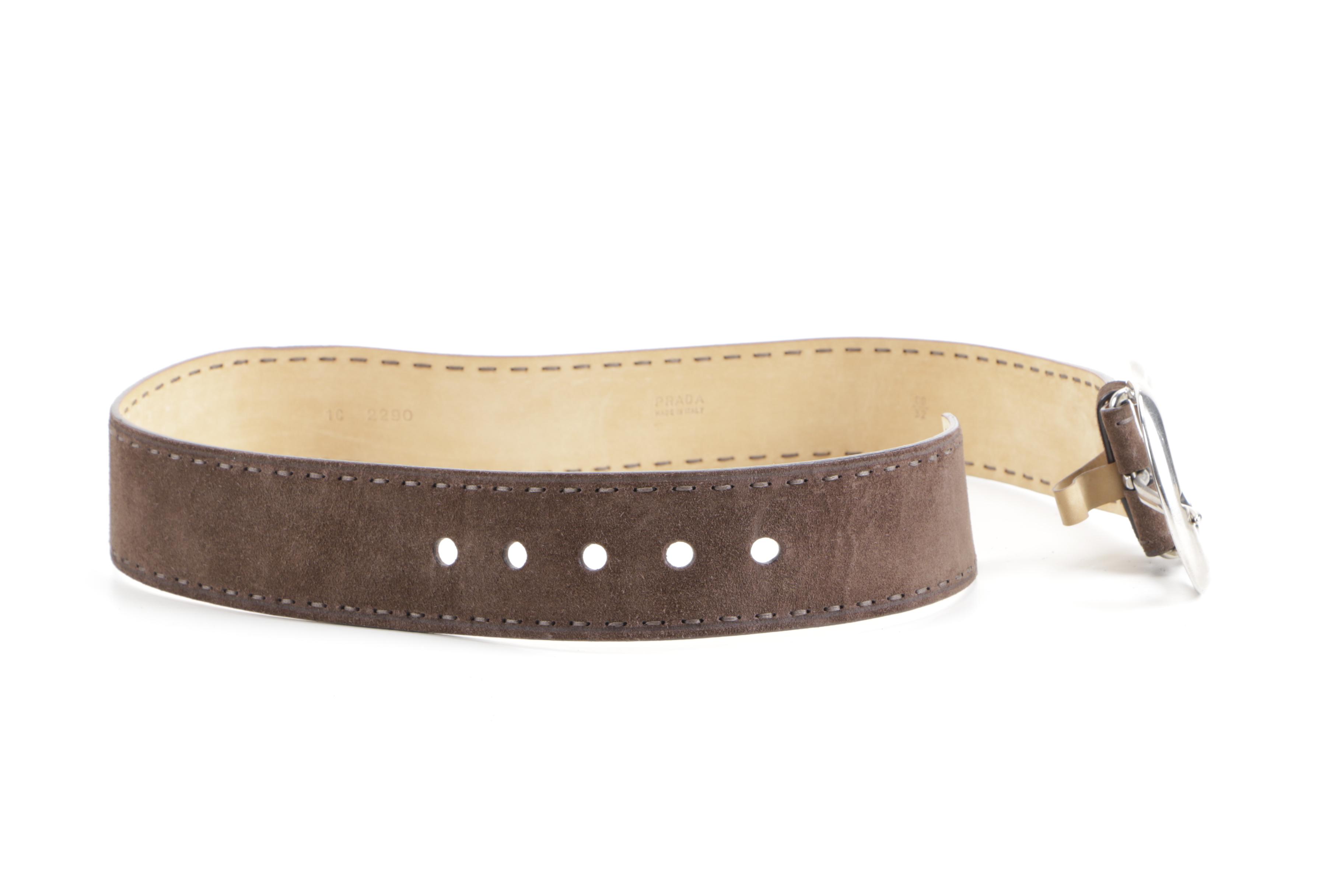 Prada Brown Suede Belt