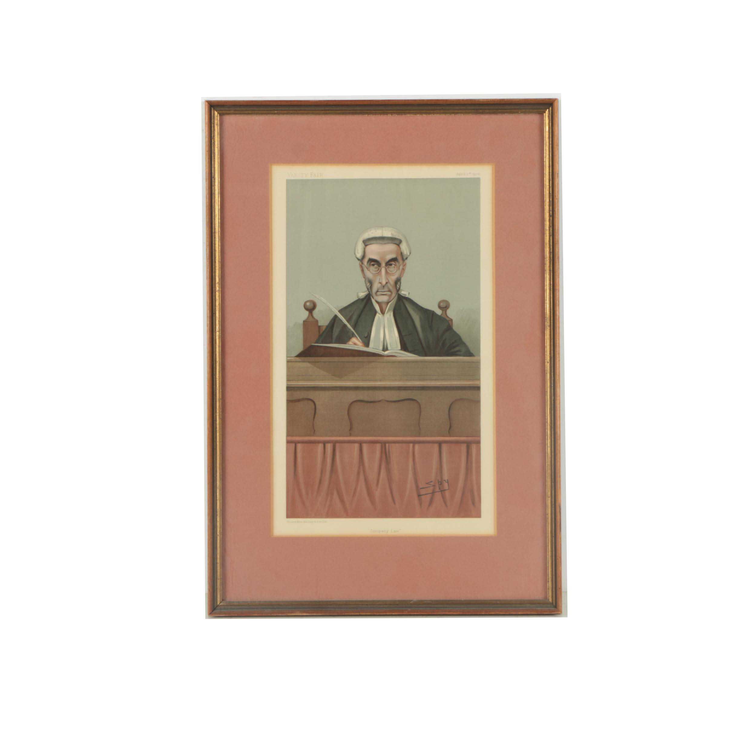 Sir Leslie Ward Chromolithograph for Vanity Fair "Company Law"