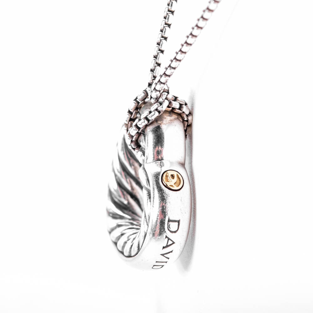 David Yurman Sterling Silver and 18K Gold Heart Pendant Necklace