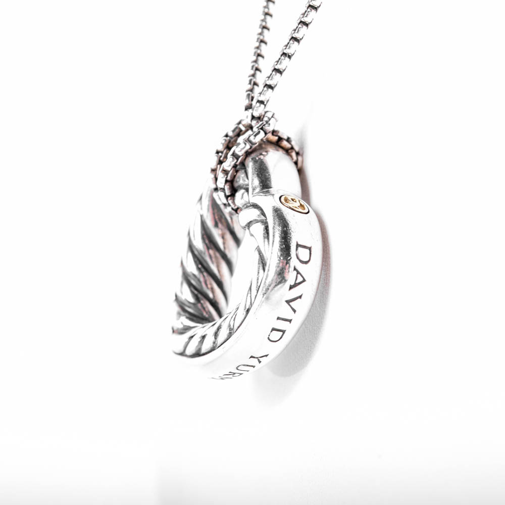 David Yurman Sterling Silver and 18K Gold Heart Pendant Necklace