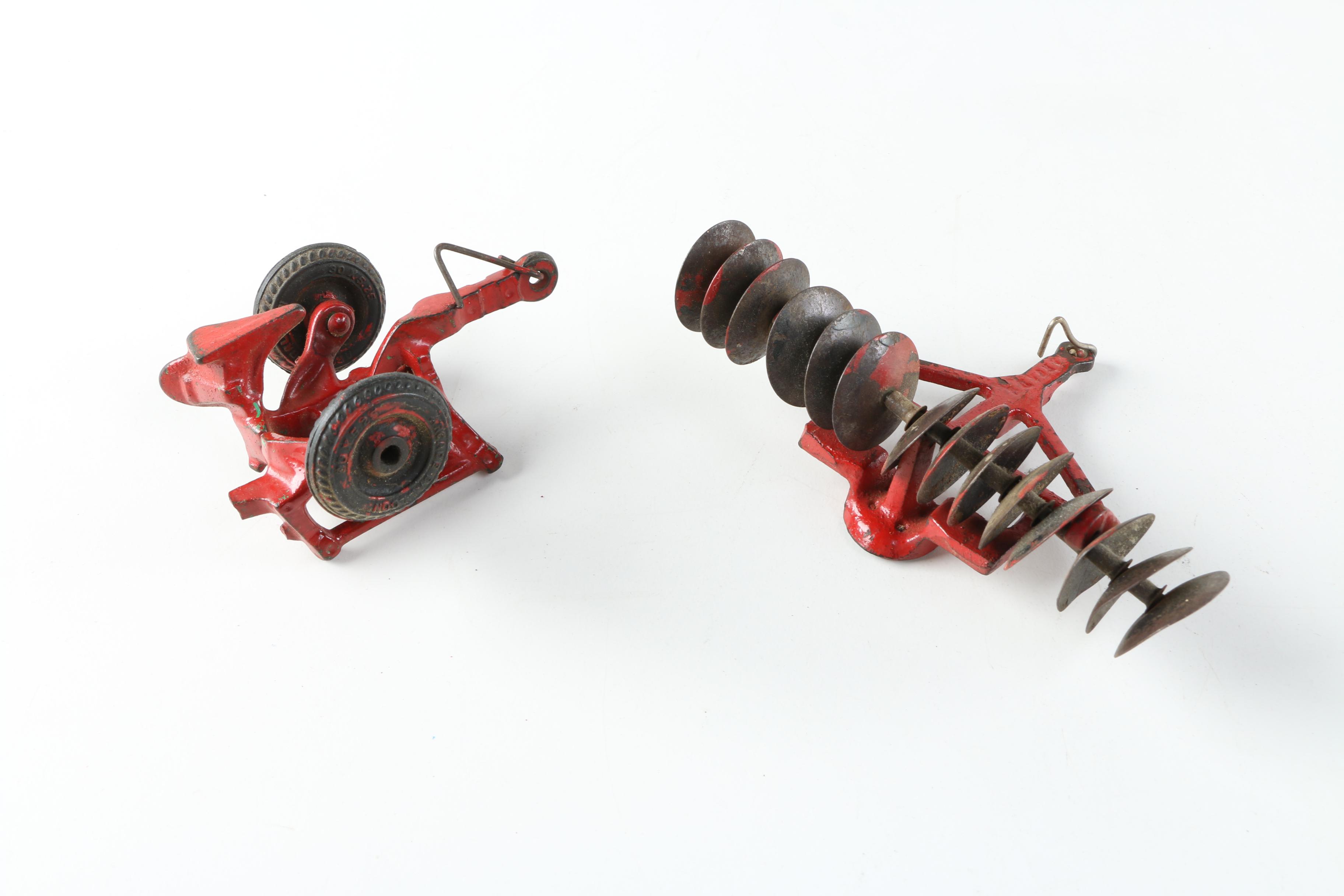 1930s Arcade Cast iron Oliver Tractor with Accessories