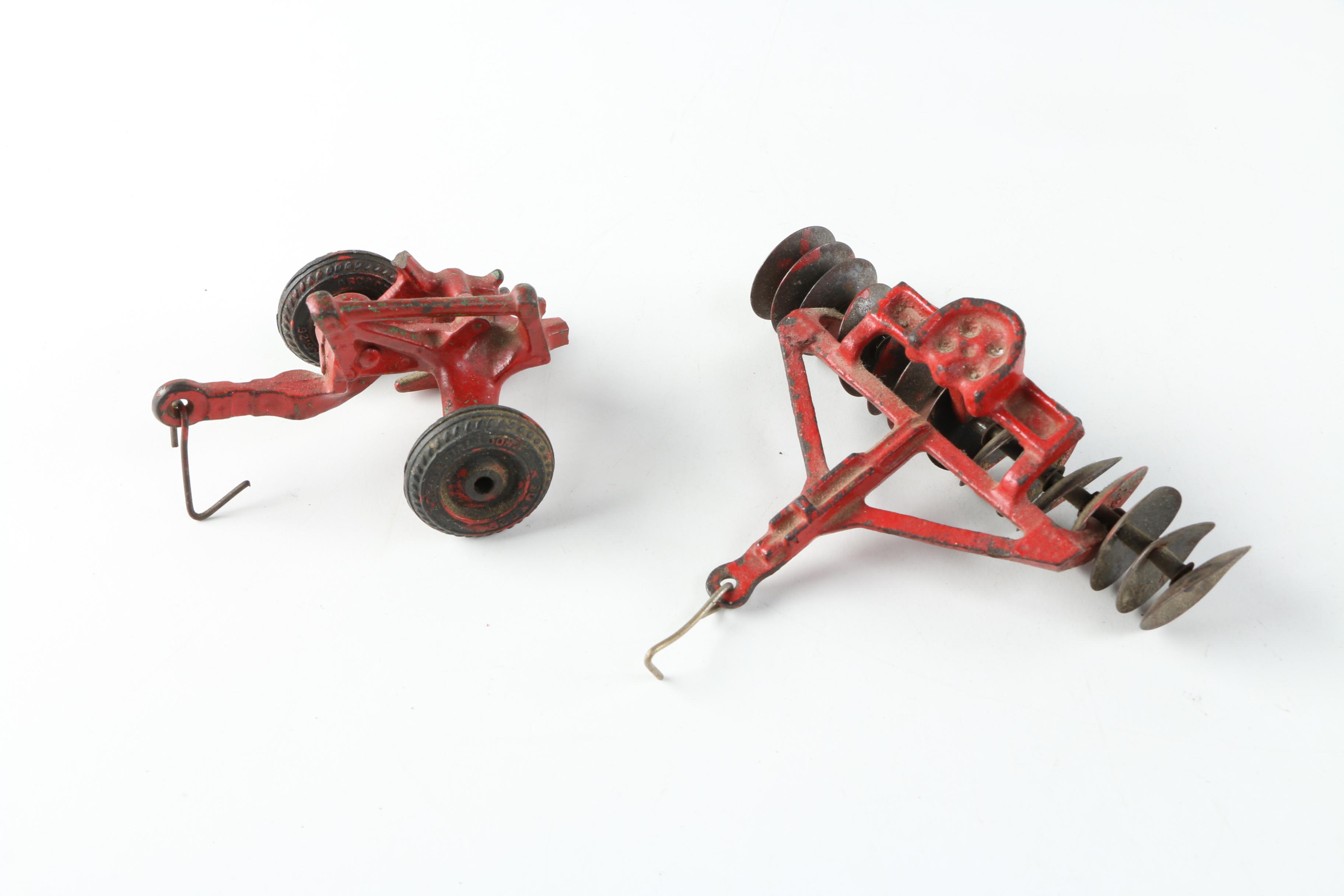 1930s Arcade Cast iron Oliver Tractor with Accessories