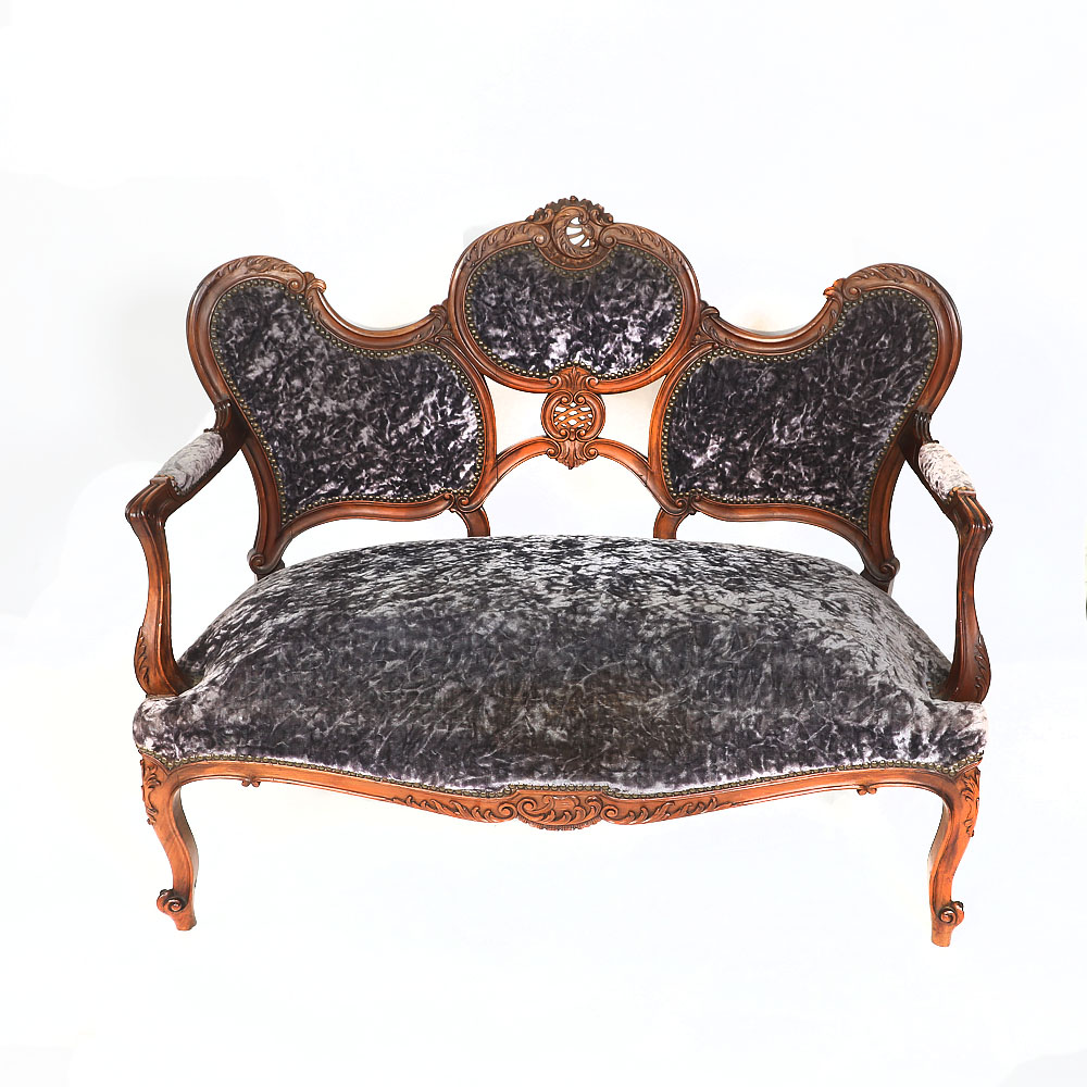 Antique French Carved Walnut Sofa