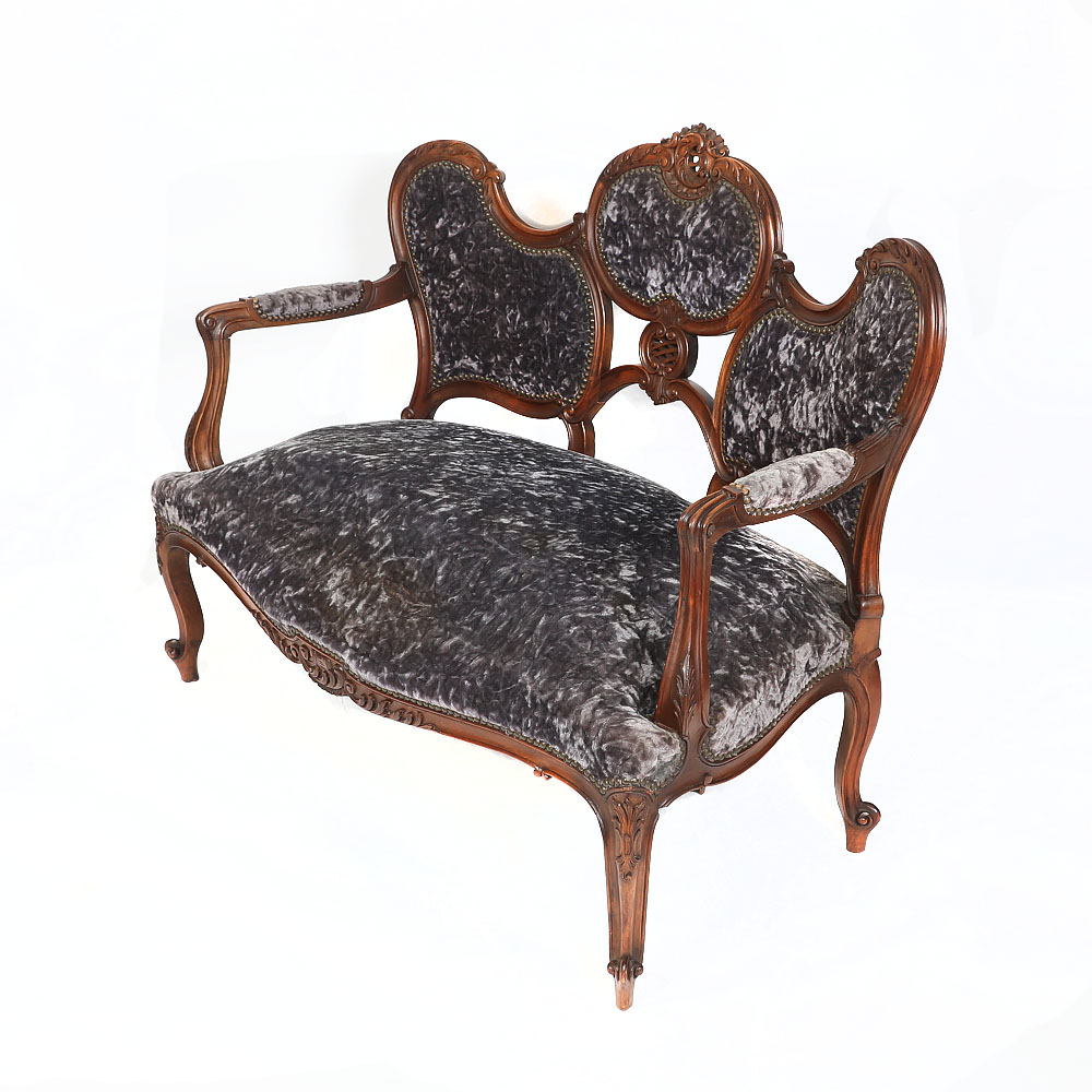 Antique French Carved Walnut Sofa